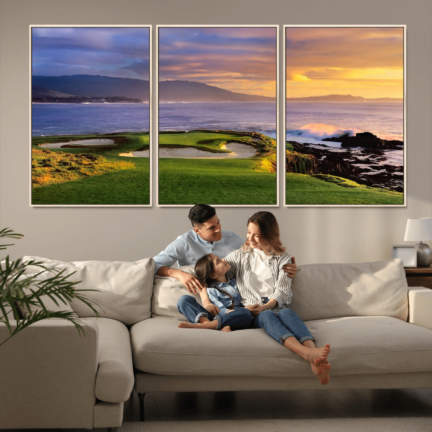 -Pebble Beach Golf Wall Art Canvas Print – Iconic Coastal Golf Course Artwork for Home, Office, Living Room
