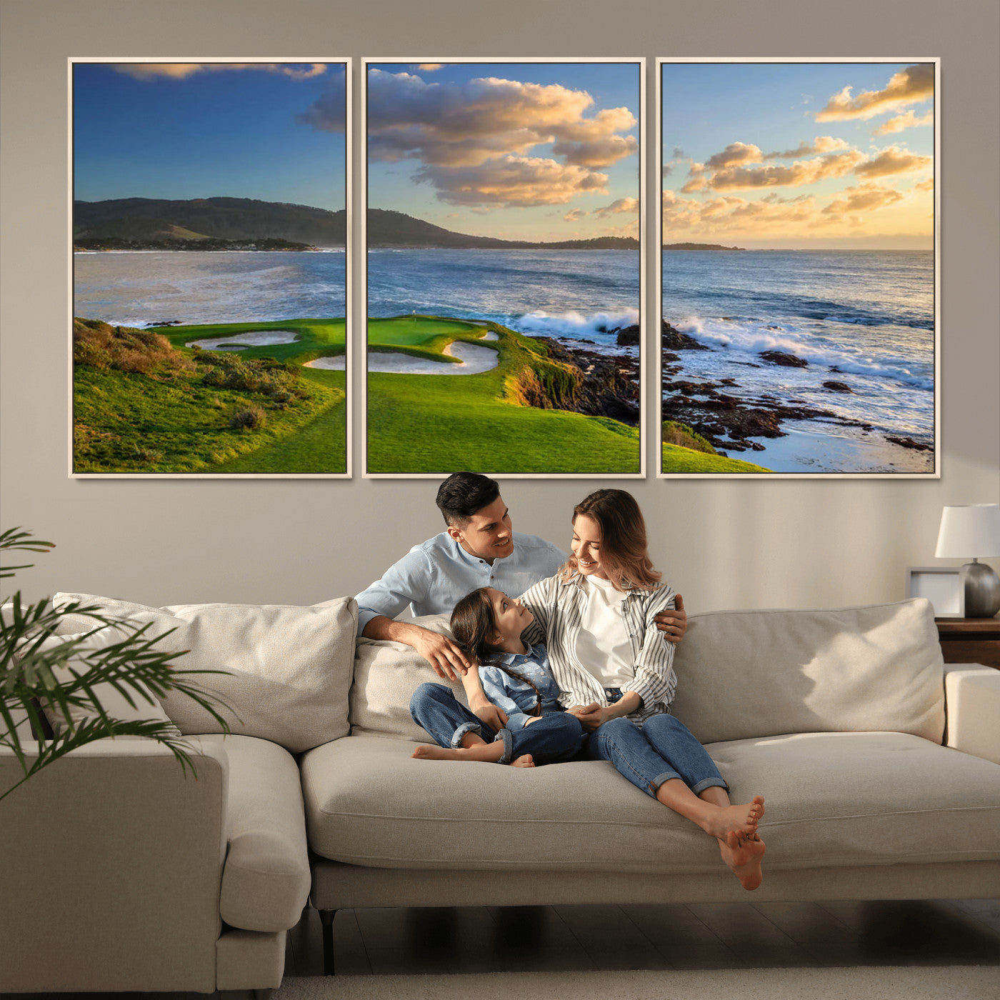 50107048-MGV-CV-36X24-Pebble Beach Golf Links Wall Art Canvas Print – Iconic Coastal Golf Course Artwork for Home, Office, Living Room