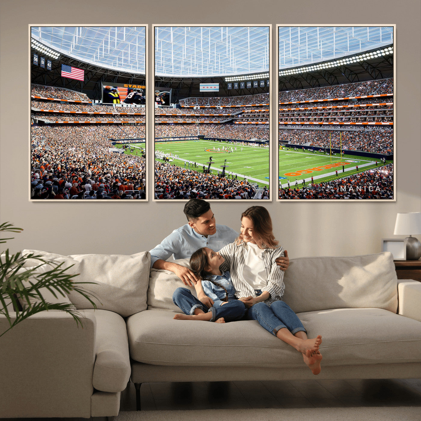 -Chicago Bears Soldiers Field Wall Art Canvas Print – Framed Football Stadium Artwork for Home, Office, Living Room