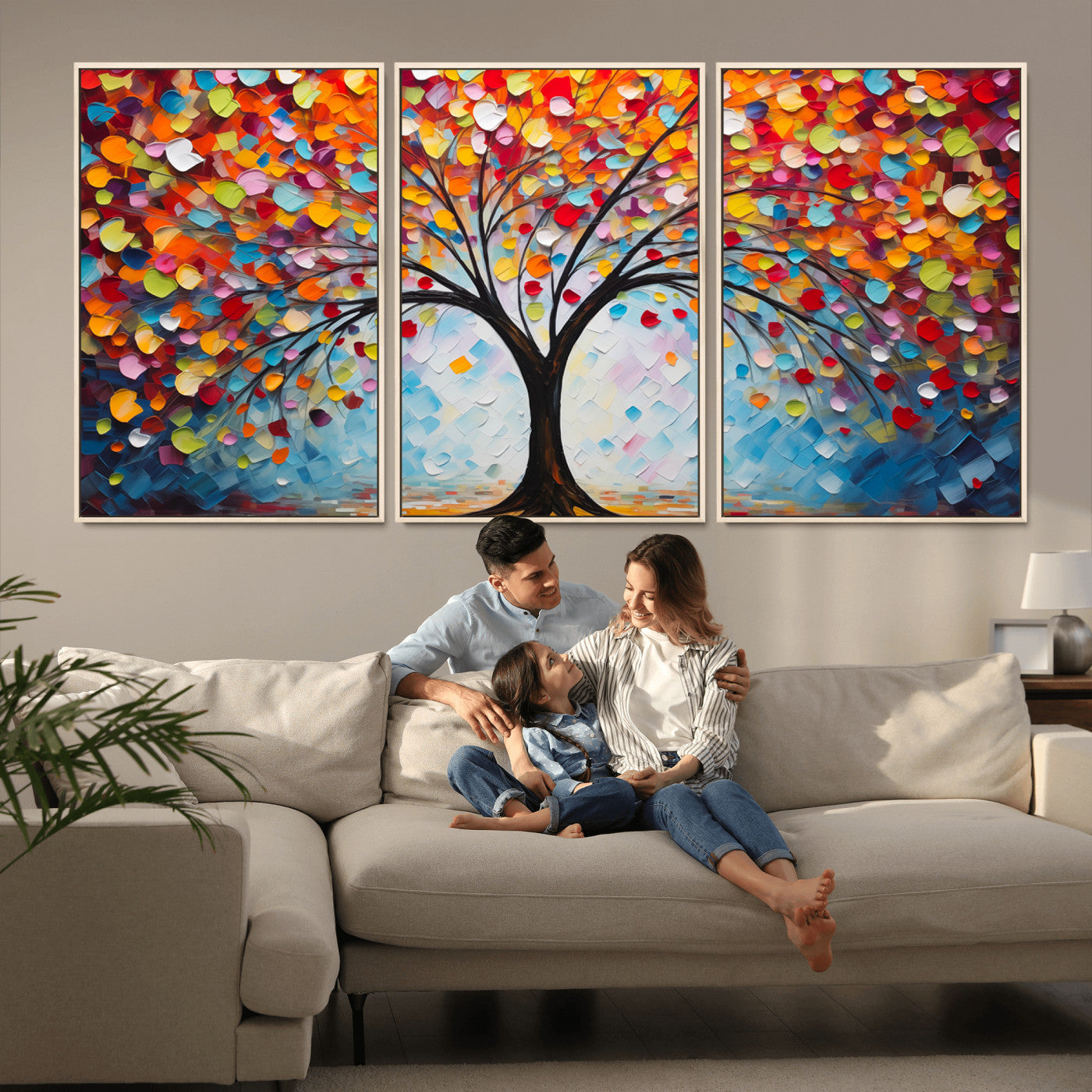 HS2447-MGV-CV-36X24-Vibrant Tree of Life Canvas Wall Art – Colorful Abstract Nature in Modern Decor - Ready to Hang