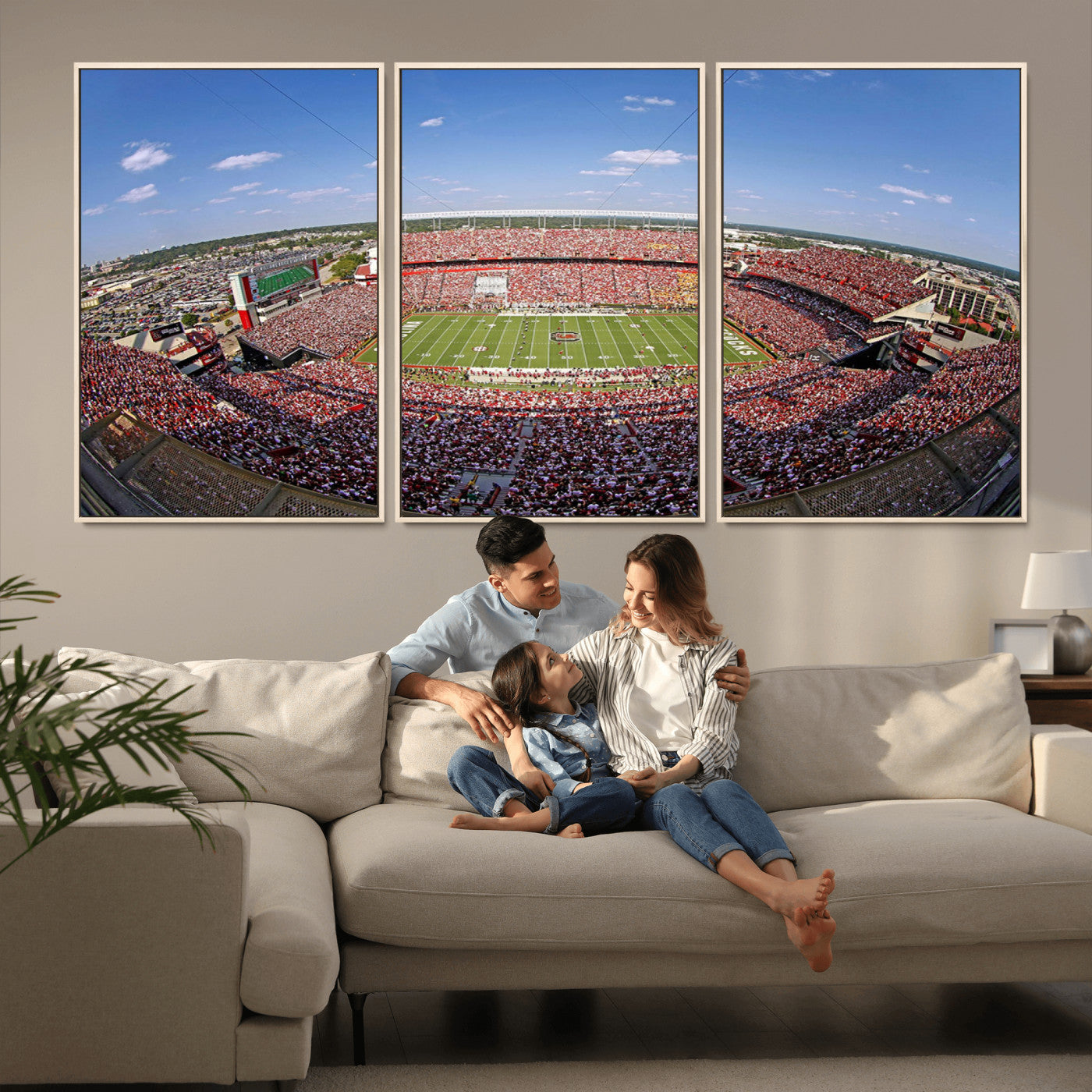 29492070-MGV-FC-60X30-3P - William Brice Stadium Wall Art Canvas Print – Stadium Crowd Sports Field Outdoor Event Football Game Artwork for Home Office