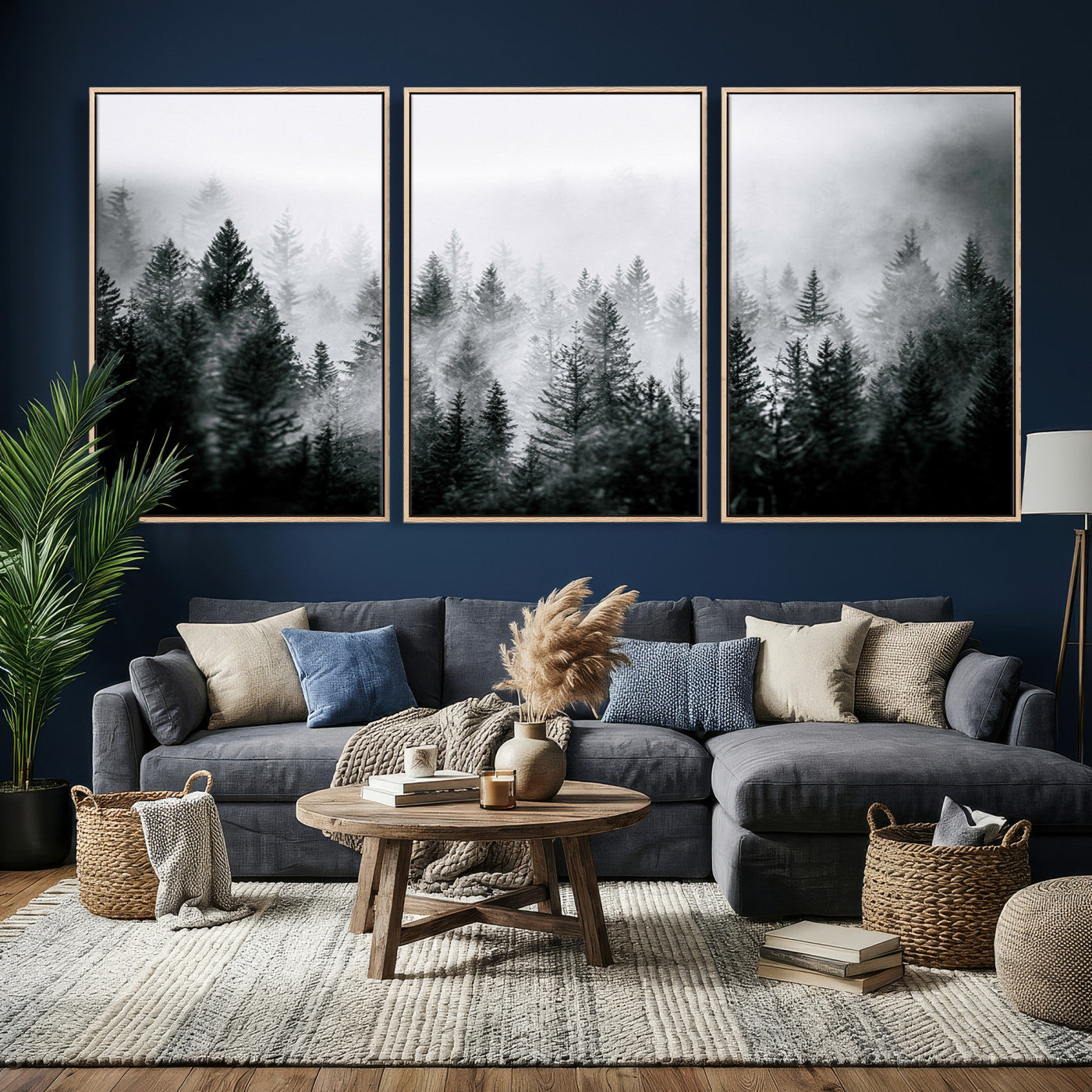 87750525-MGV-CV-36X24 - Foggy Forest Wall Art Canvas Print – Mountain Woodland Landscape Photography for Minimal Nature Home Decor