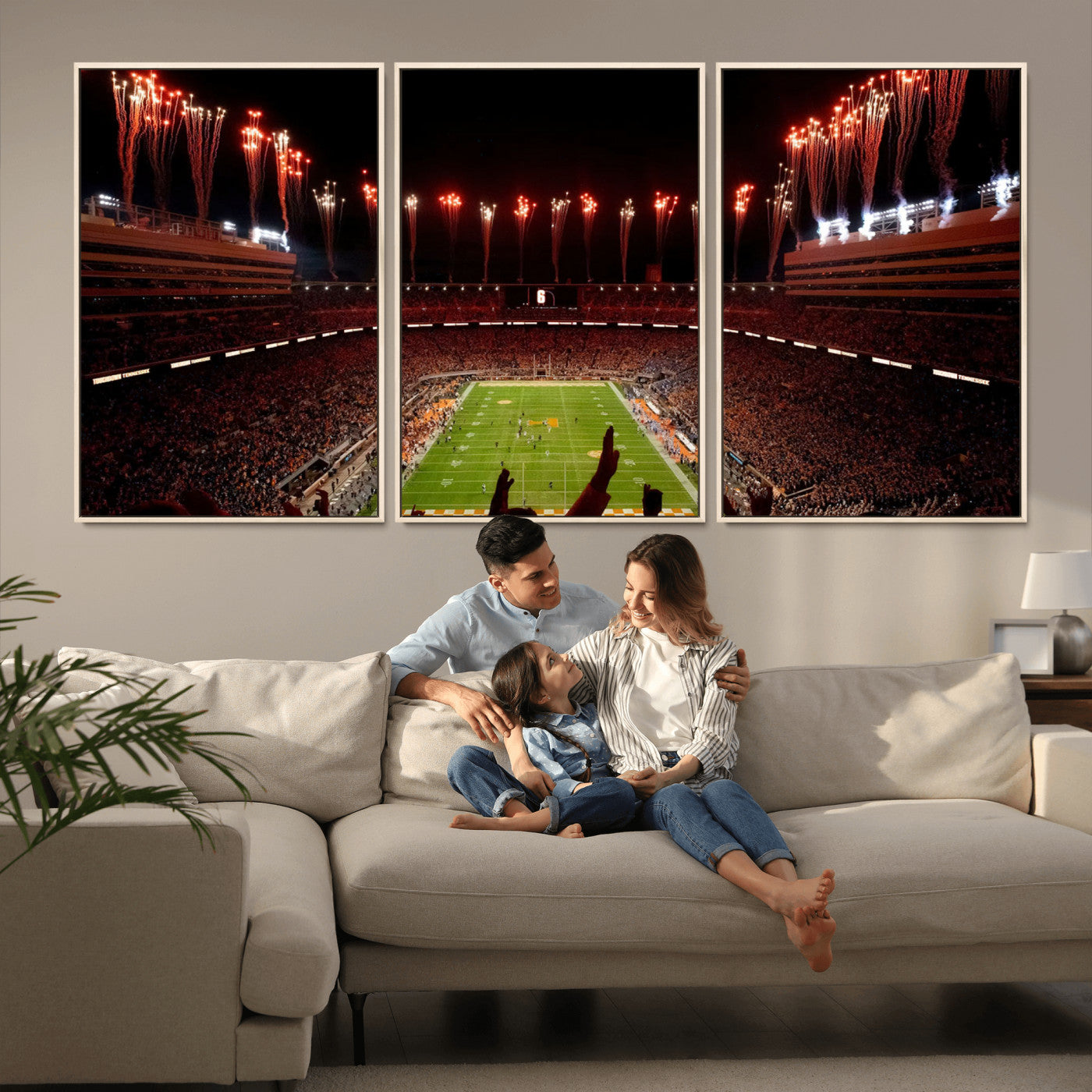 73358115-MGV-FC-60X30-3P - Tennessee Neyland Stadium Wall Art, Sports Arena Canvas Print, Panoramic Stadium Canvas Artwork for Home, Office
