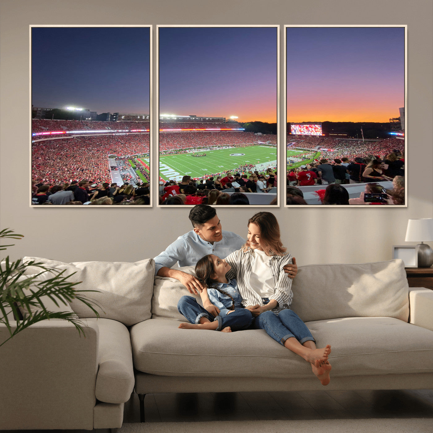 25139565-MGV-FC-60X30-3P_Natural-Dooley Stadium Wall Art Print, Sports Arena Canvas Wall Art, Dooley Field at Sanford Stadium Canvas Print, Modern Athletic Field Art Printing
