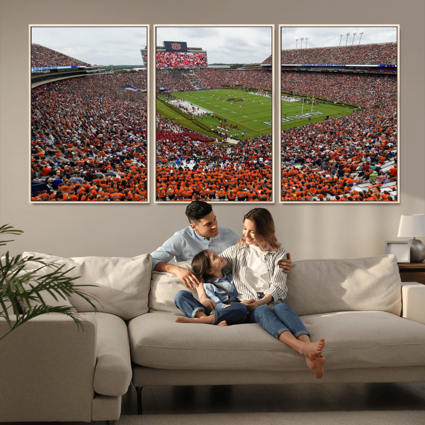 39597998-MGV-CV-36X24-Jordan-Hare Stadium Wall Art Canvas Print, College Sports Art for Man Cave or Game Room, Framed Alabama Football Decor