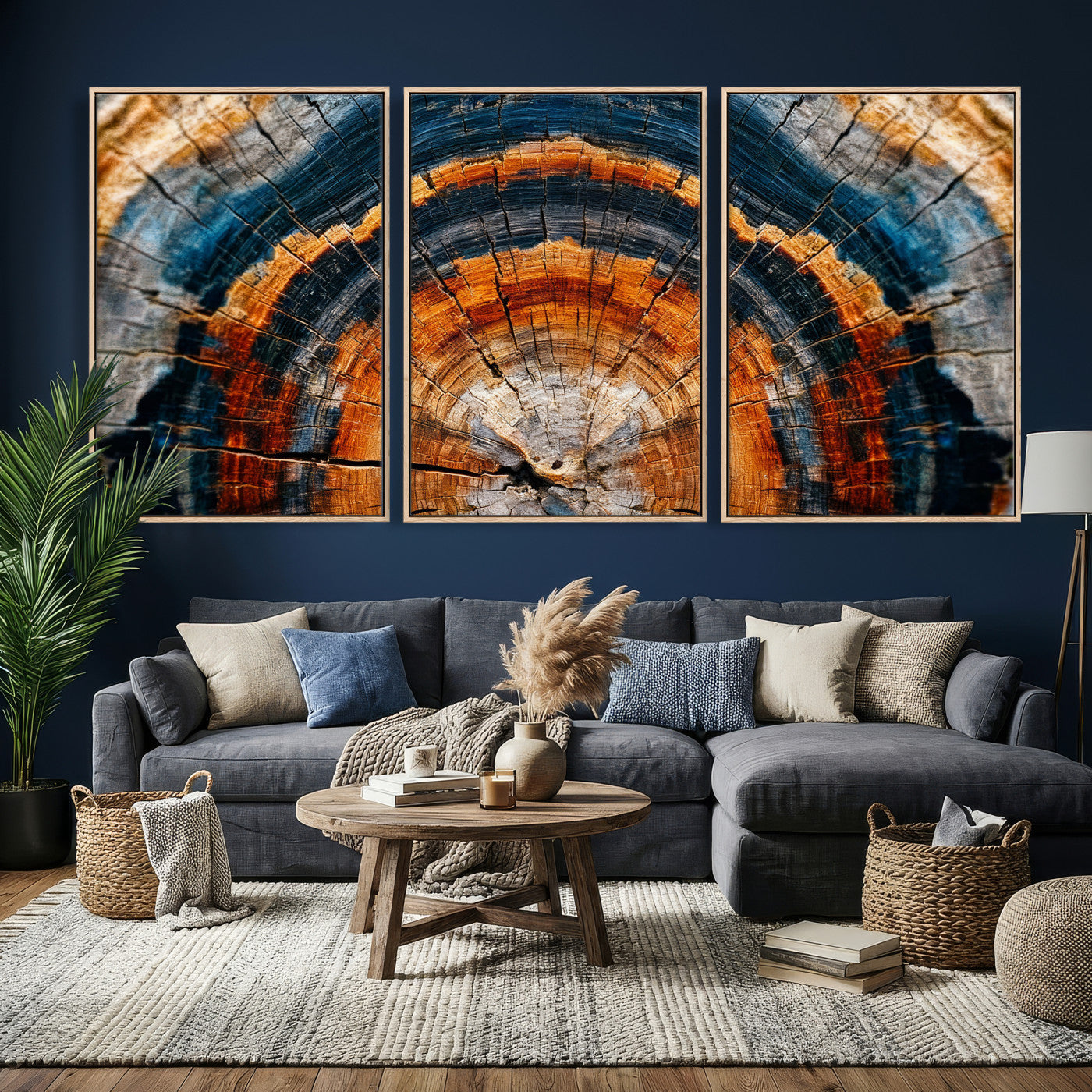 92693966N-MGV-CV-36X24 - Abstract Wood Grain Canvas Print, Tree Ring Pattern Wall Art, Framed Canvas Ready to Hang