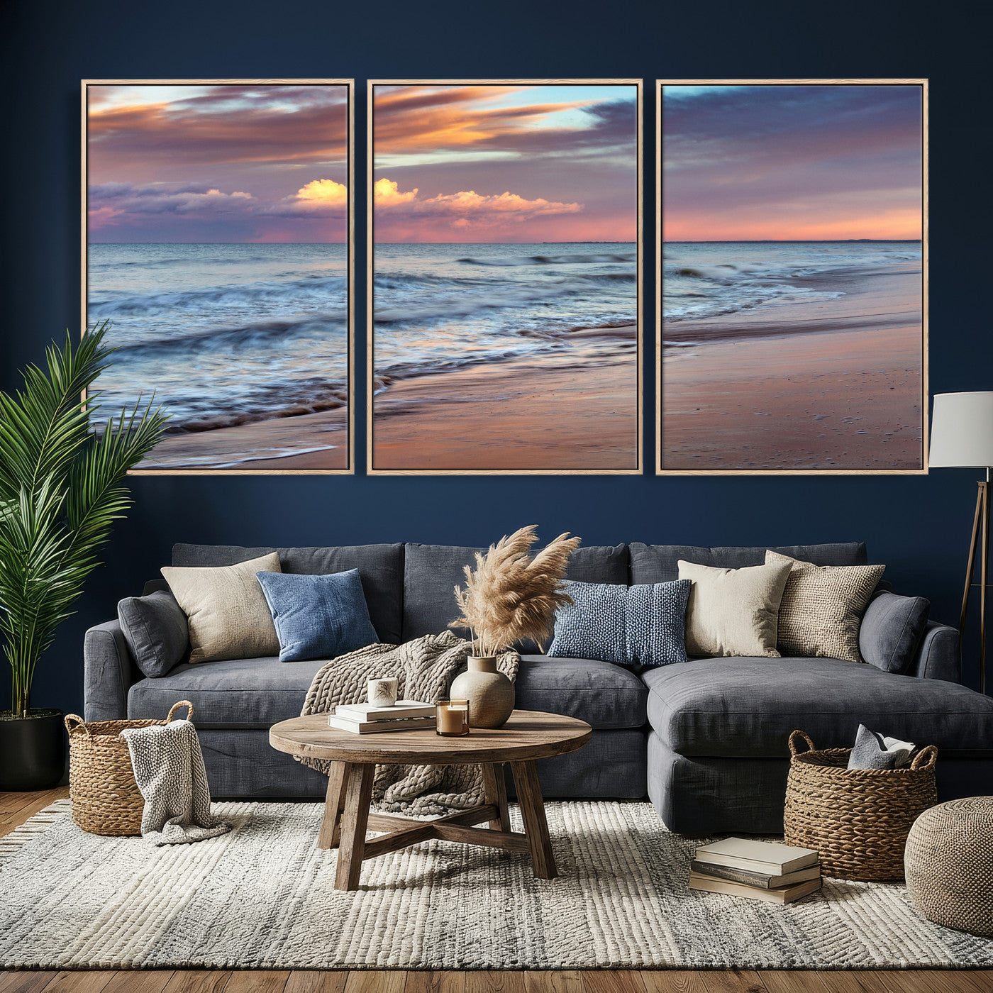 67765254-MGV-CV-36X24 - Ocean Sunset Wall Art Canvas Print – Coastal Beach Photography Artwork Print for Living Room, Bedroom, and Relaxing Home Decor