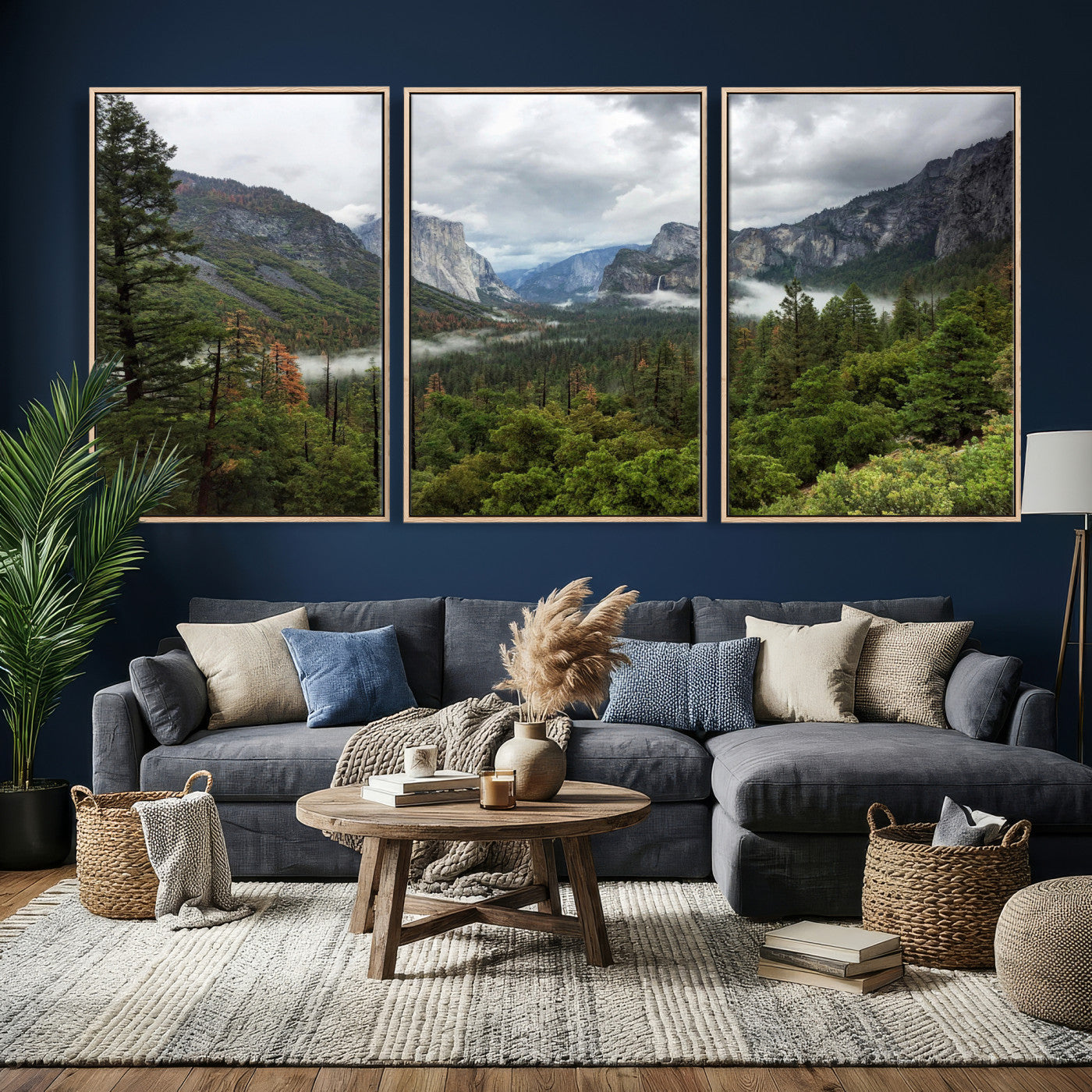 46168759-MGV-CV-36X24 - Yosemite Valley Wall Art Canvas Print, El Capitan Mountain Landscape Nature Wall Decor