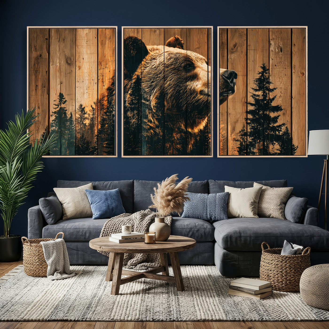 31552198-MGV-CV-36X24 - Rustic Bear Wall Art Canvas Print – Woodland Wildlife Artwork Print for Cabin, Lodge, and Farmhouse Home Decor
