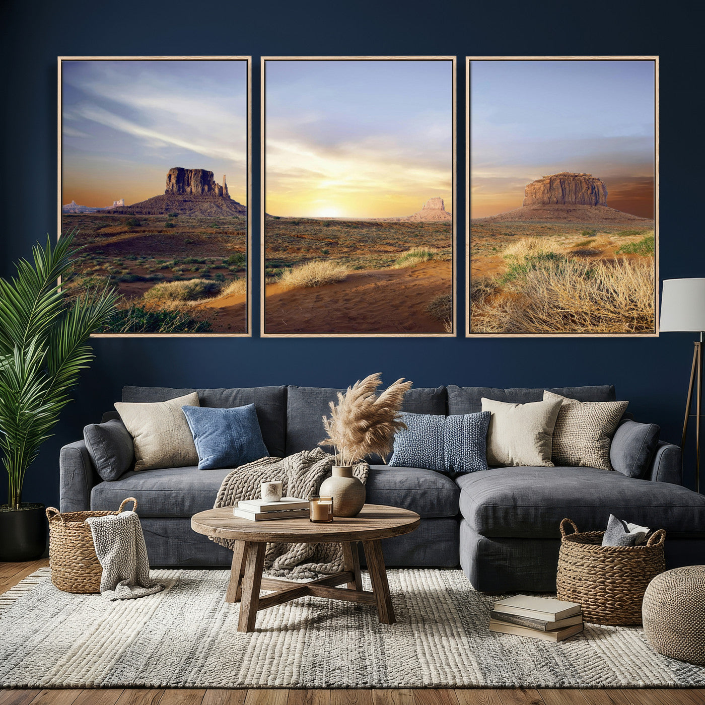 14901845-MGV-CV-36X24 - Monument Valley Desert Landscape Wall Art Canvas Print, Southwest Desert Rock Formation Canvas Print, Western Red Rock Panorama Art Printing