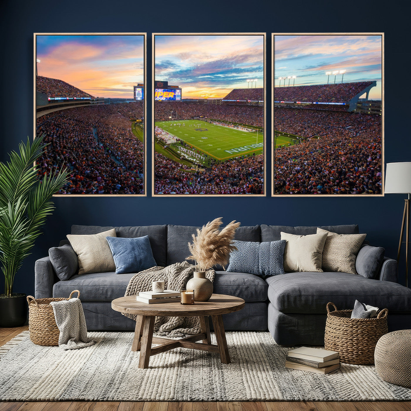 75203764-MGV-CV-36X24 - Auburn Stadium Sunset Wall Art Canvas Print, Jordan Hare Stadium Game Day Crowd, Auburn Tigers Football Artwork