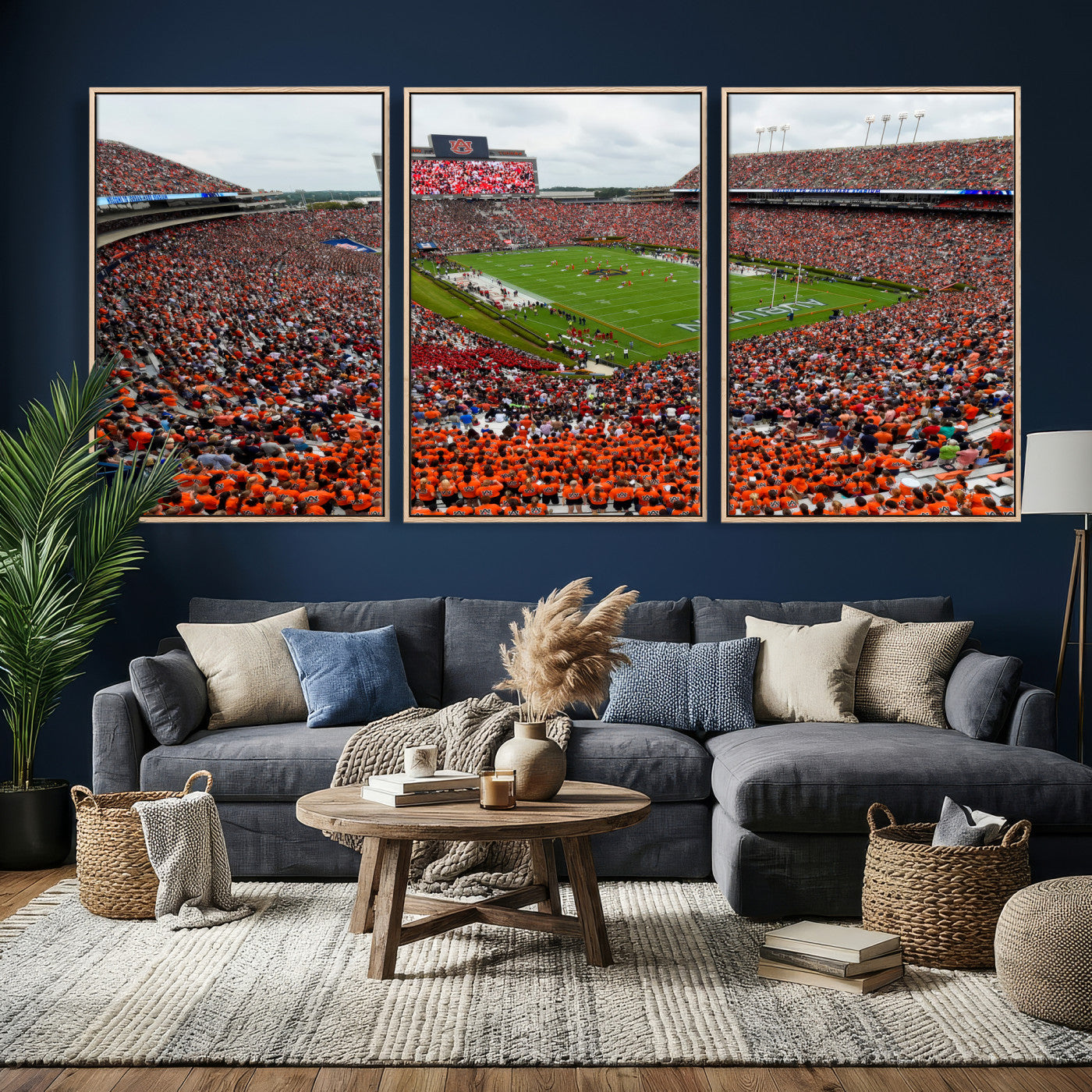 82562490-MGV-CV-36X24 - Auburn Stadium Sunset Wall Art Canvas Print, Jordan Hare Stadium Game Day Crowd, Auburn Tigers Football Artwork