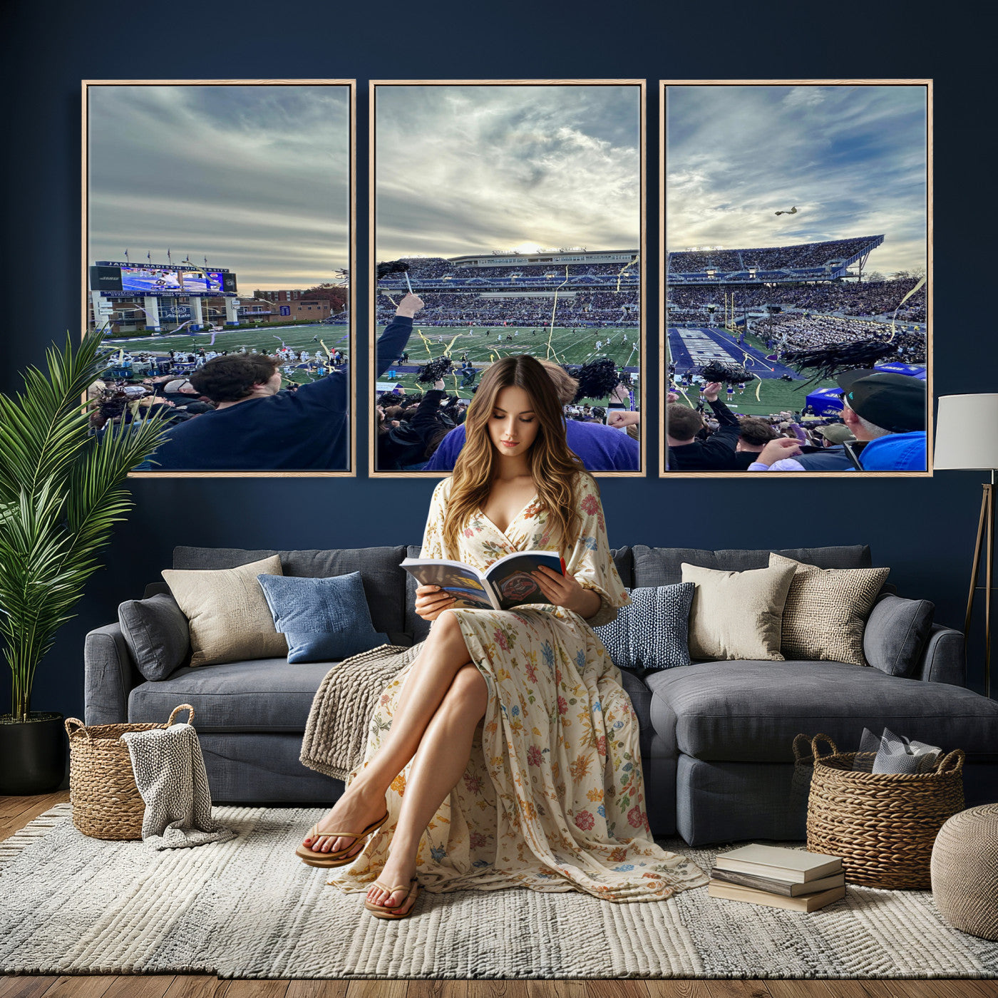 400867JMU-MGV-CV-36X24 - JMU Stadium Wall Art Canvas Print for Game Room Decor - James Madison University Stadium