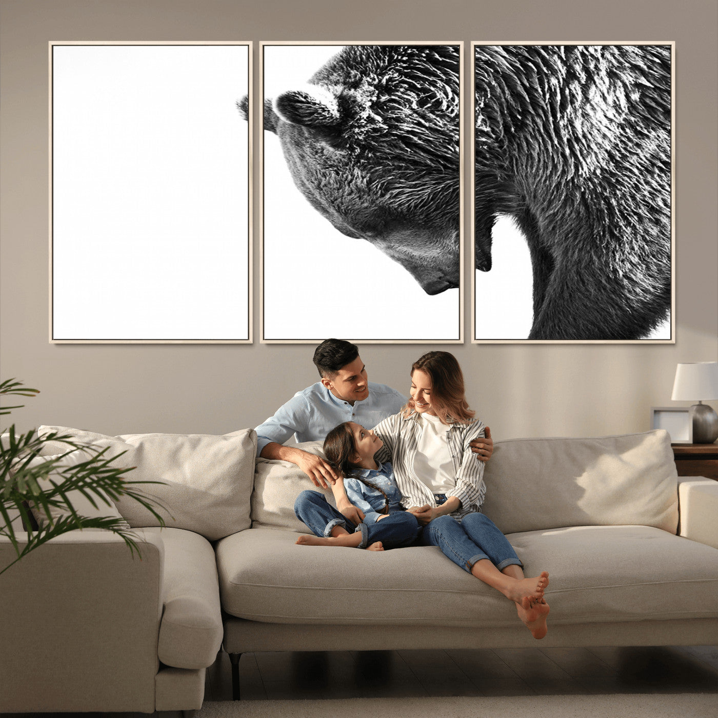-Black and White Grizzly 399 Bear Canvas Print Wall Art | Large Wildlife Canvas Print for Living