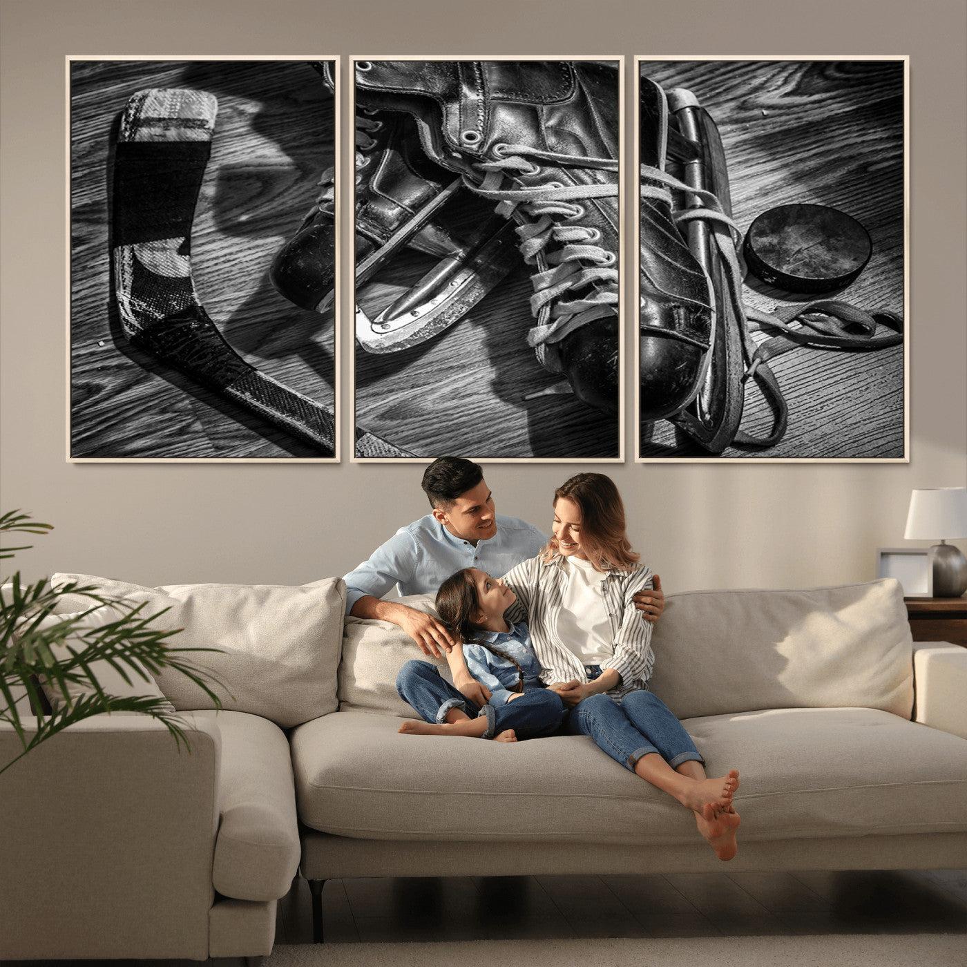 20553-MGV-CV-36X24-Old Pair of Mens Skates Wall Art Canvas, Men Skates Wall Art Print