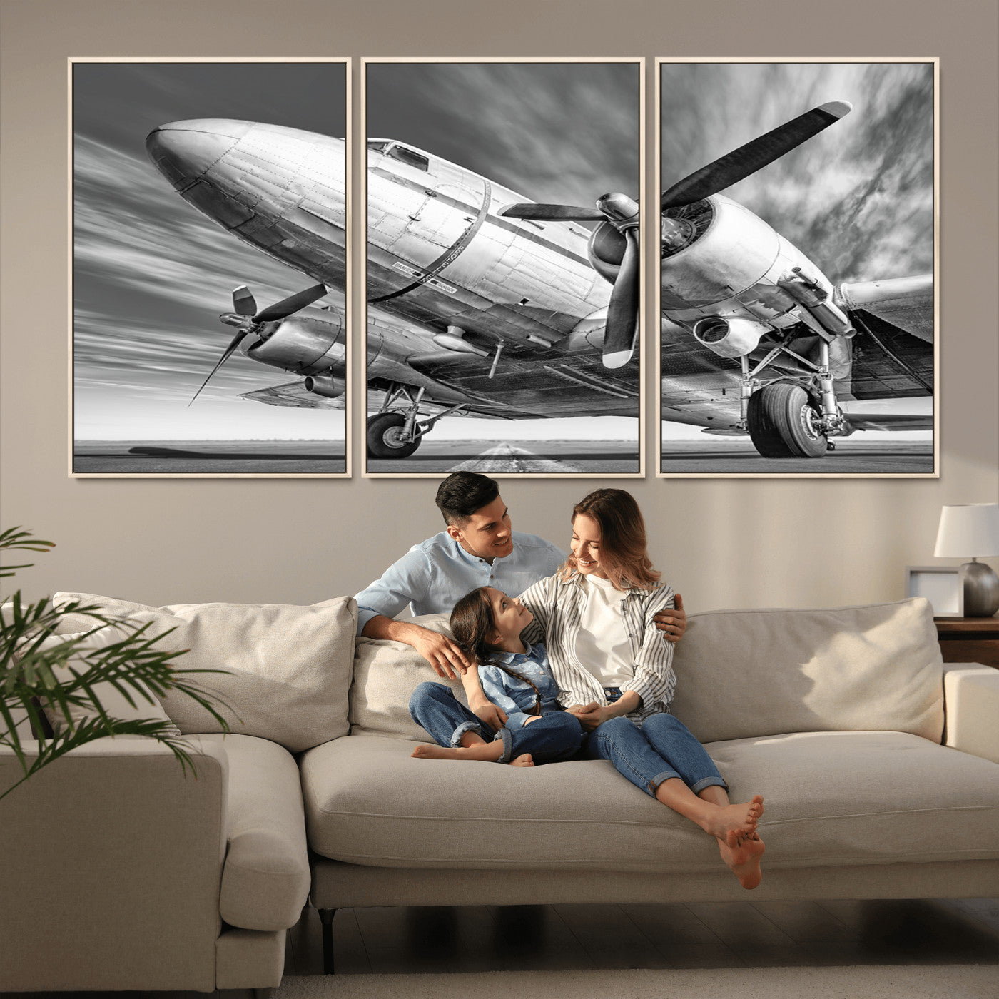 82744-MGV-CV-36X24-Vintage Airplane on Runway Canvas Print