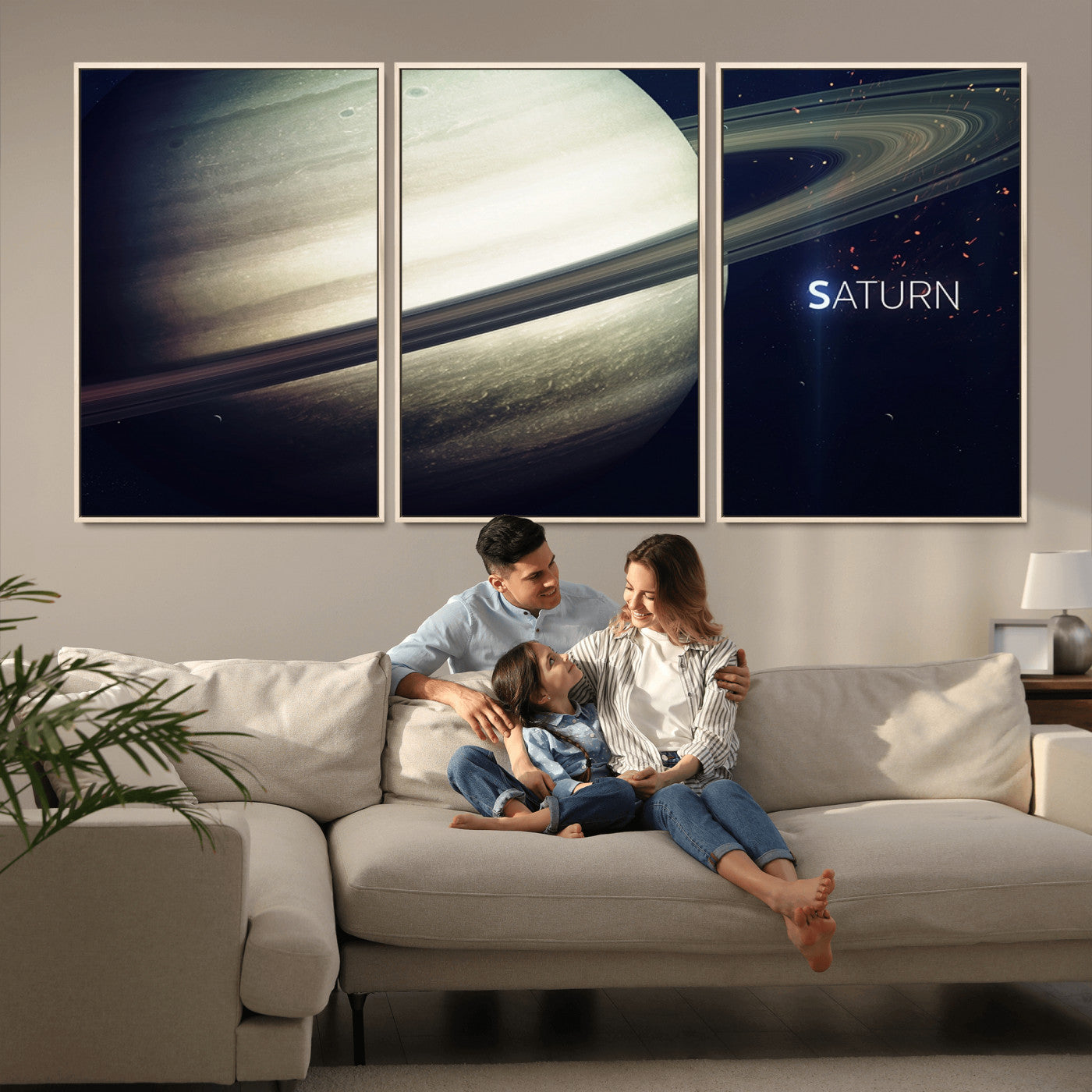 -Framed Saturn Wall Art Canvas Print