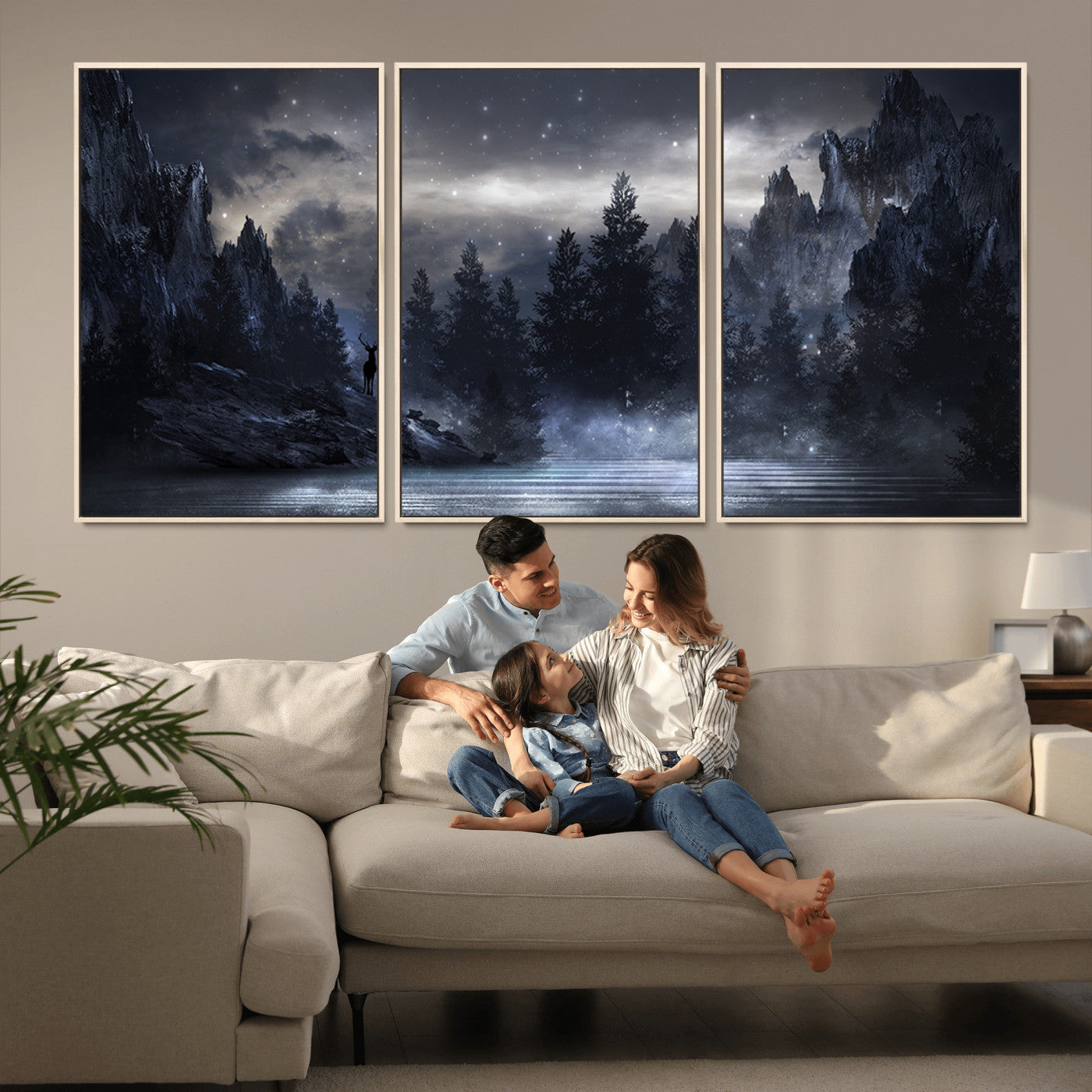 55385-MGV-CV-36X24-Night Landscape and Trees Wall Art Canvas Print