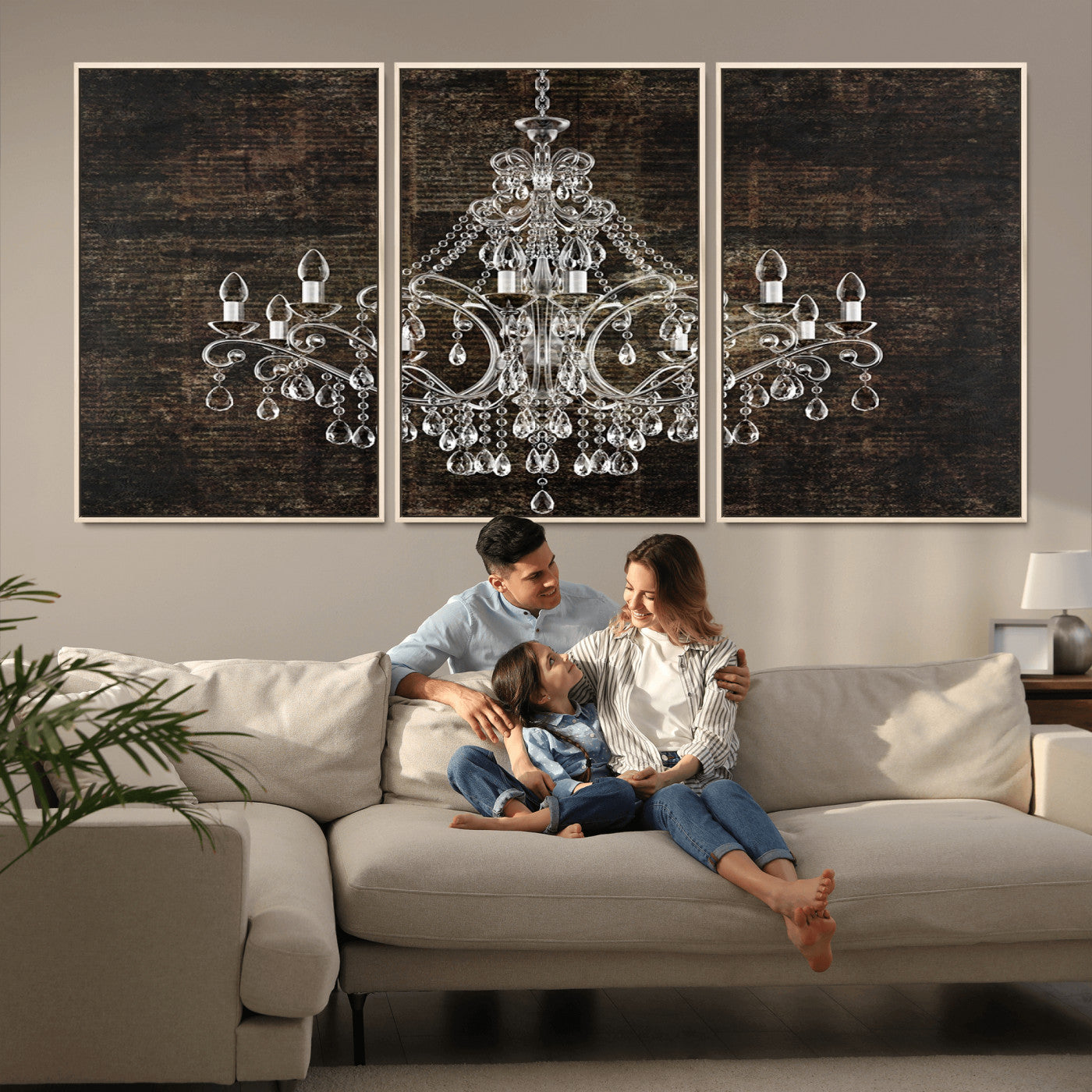 69434-MGV-FC-60X30-3P_Natural-Rustic Chandelier Canvas Print