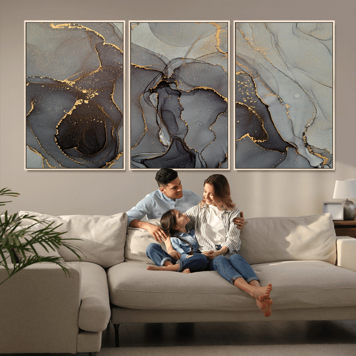 -Gray Marble Fluid Wall Art – Modern Abstract Canvas Print with Elegant Flowing Patterns, Minimalist Luxury Decor for Living Room, Office, or Bedroom