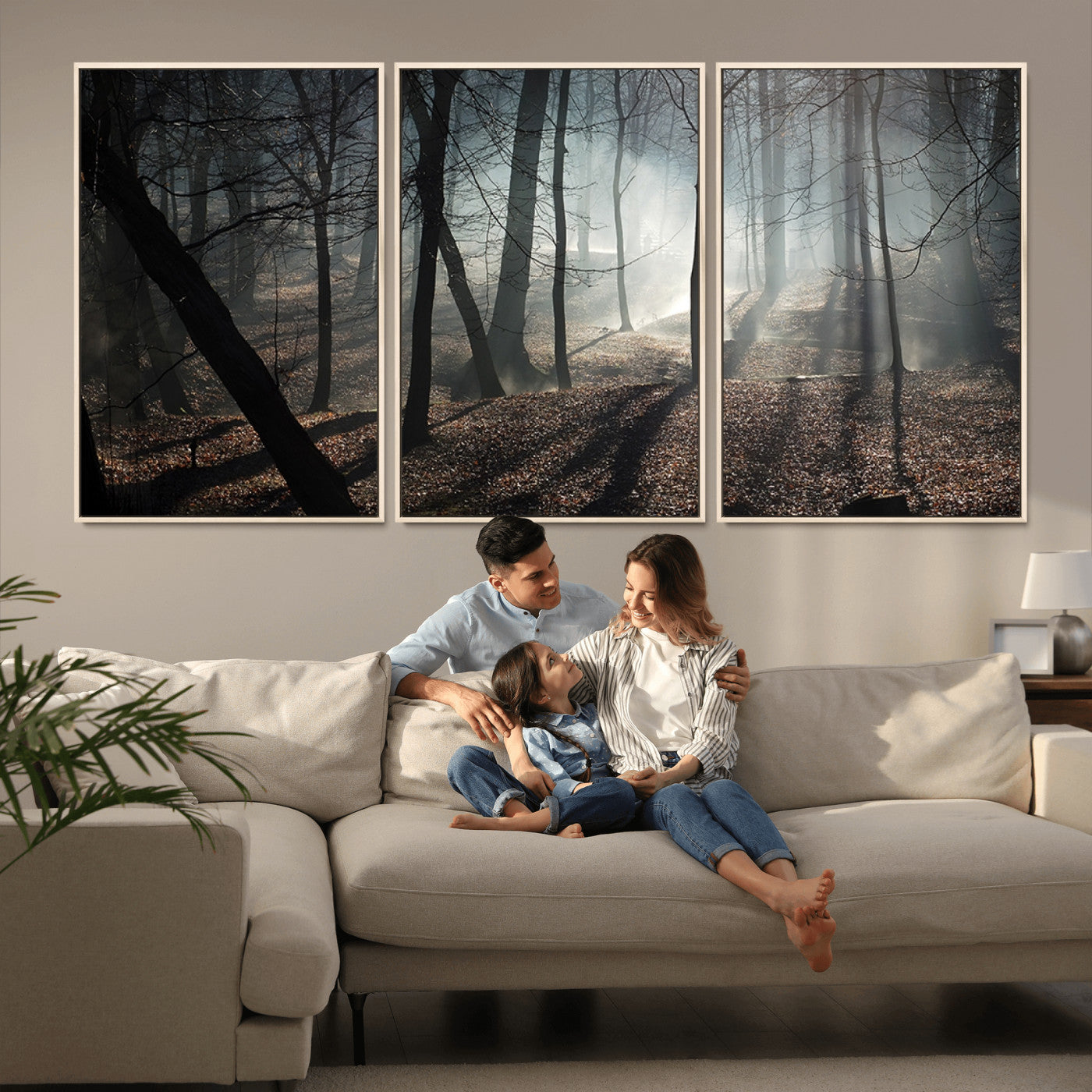 -Dark Family and Tree Wall Art Canvas Print