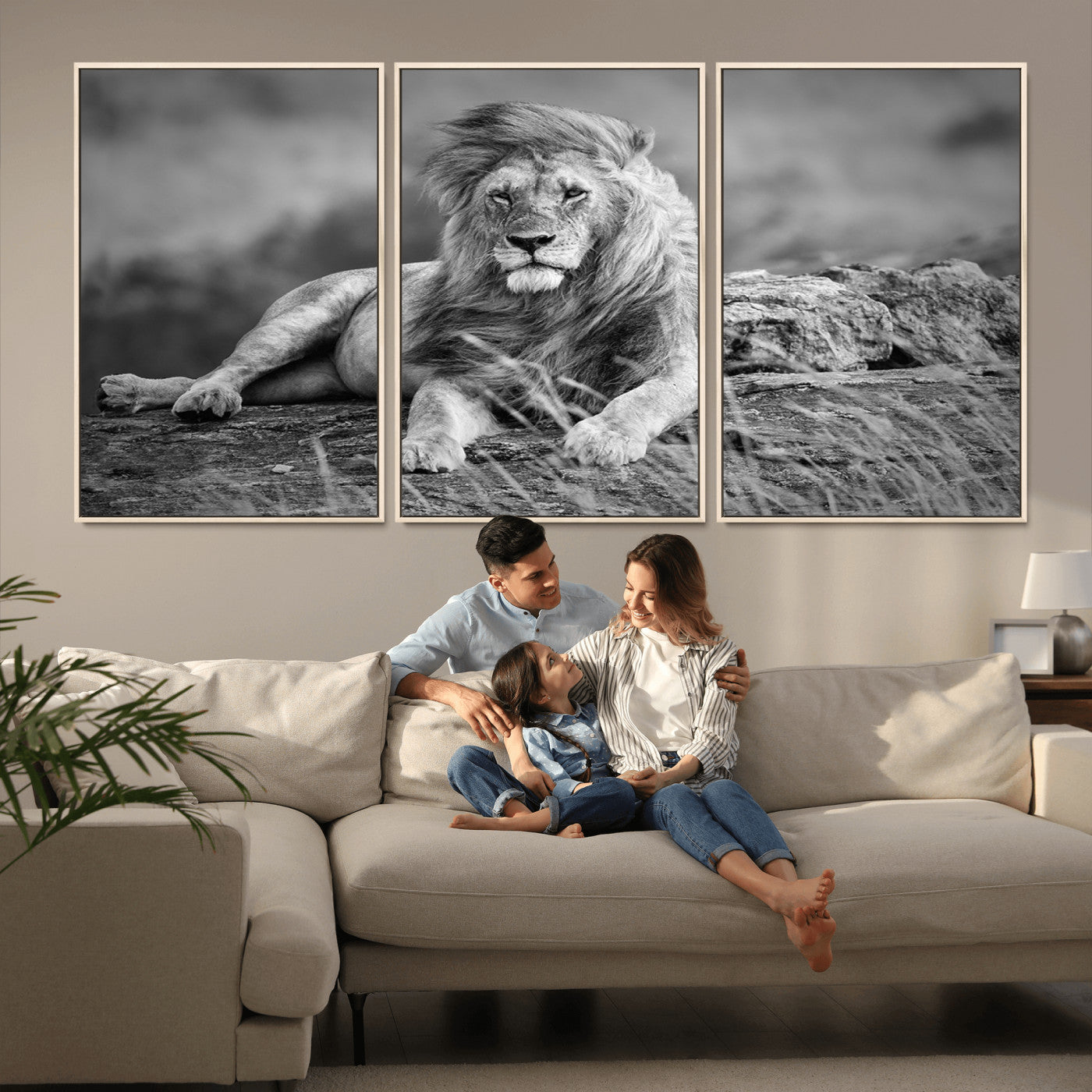 68679-MGV-FC-60X30-3P_Natural-King of Forest Lion Wall Art Canvas Print