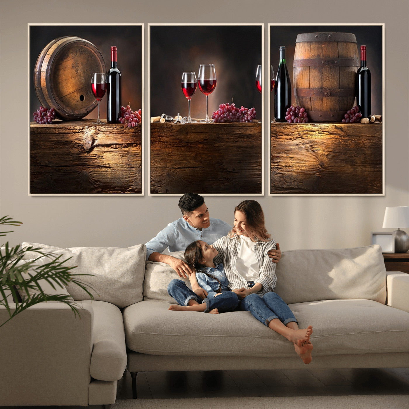 -Wine and Barrels Wall Art Canvas Print