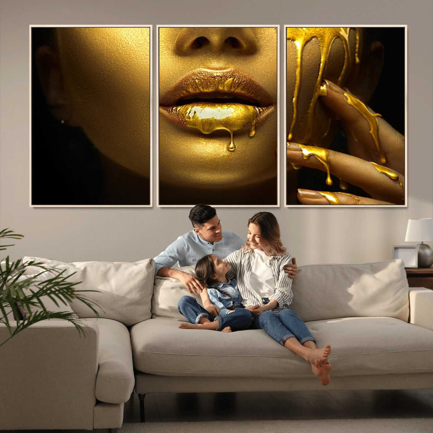 -Gold and Women Wall Art Canvas Print