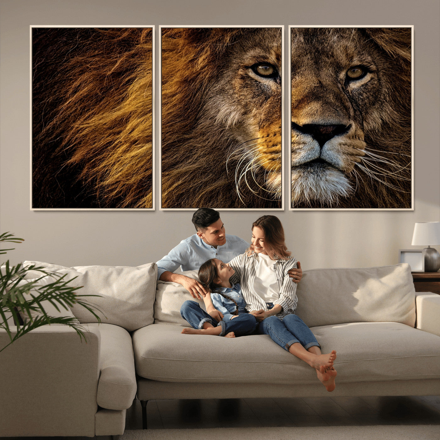 -Mighty Lion Wall Art Canvas Print – Majestic Animal Portrait Artwork for Home, Office, Living Room, Guest Room