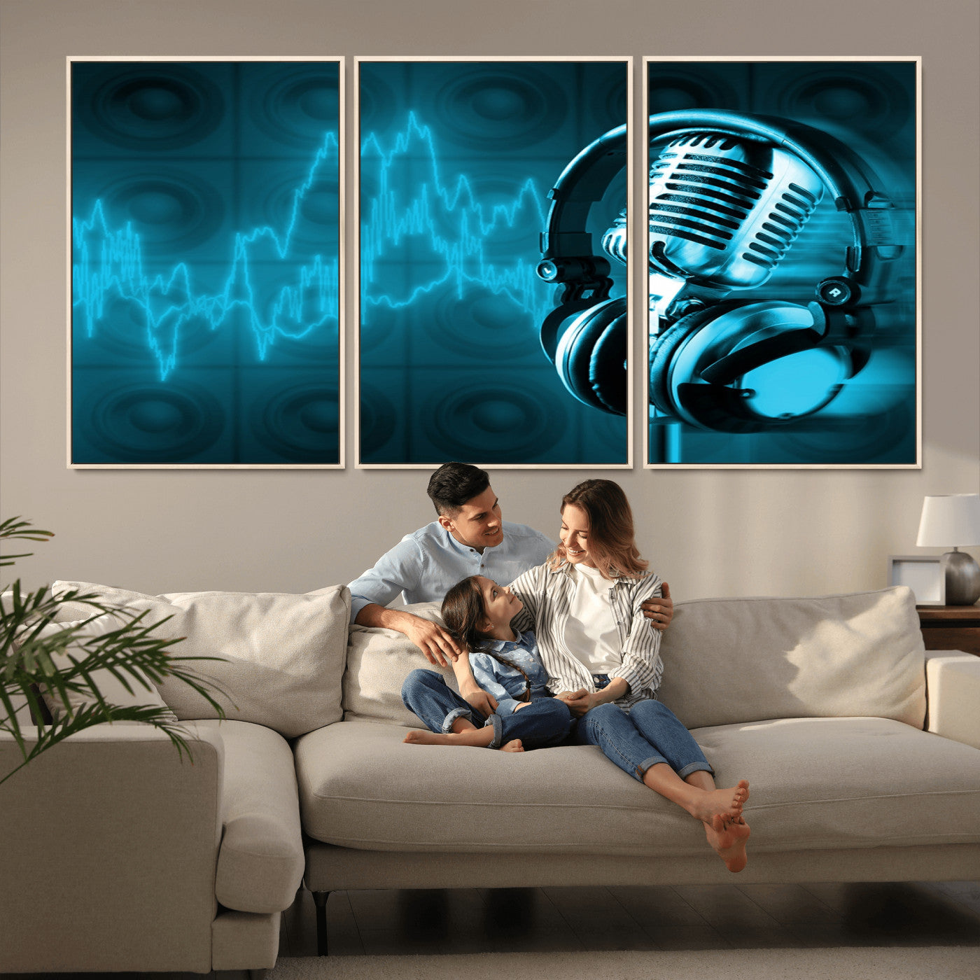 -Music and Microphone Wall Art Canvas Print