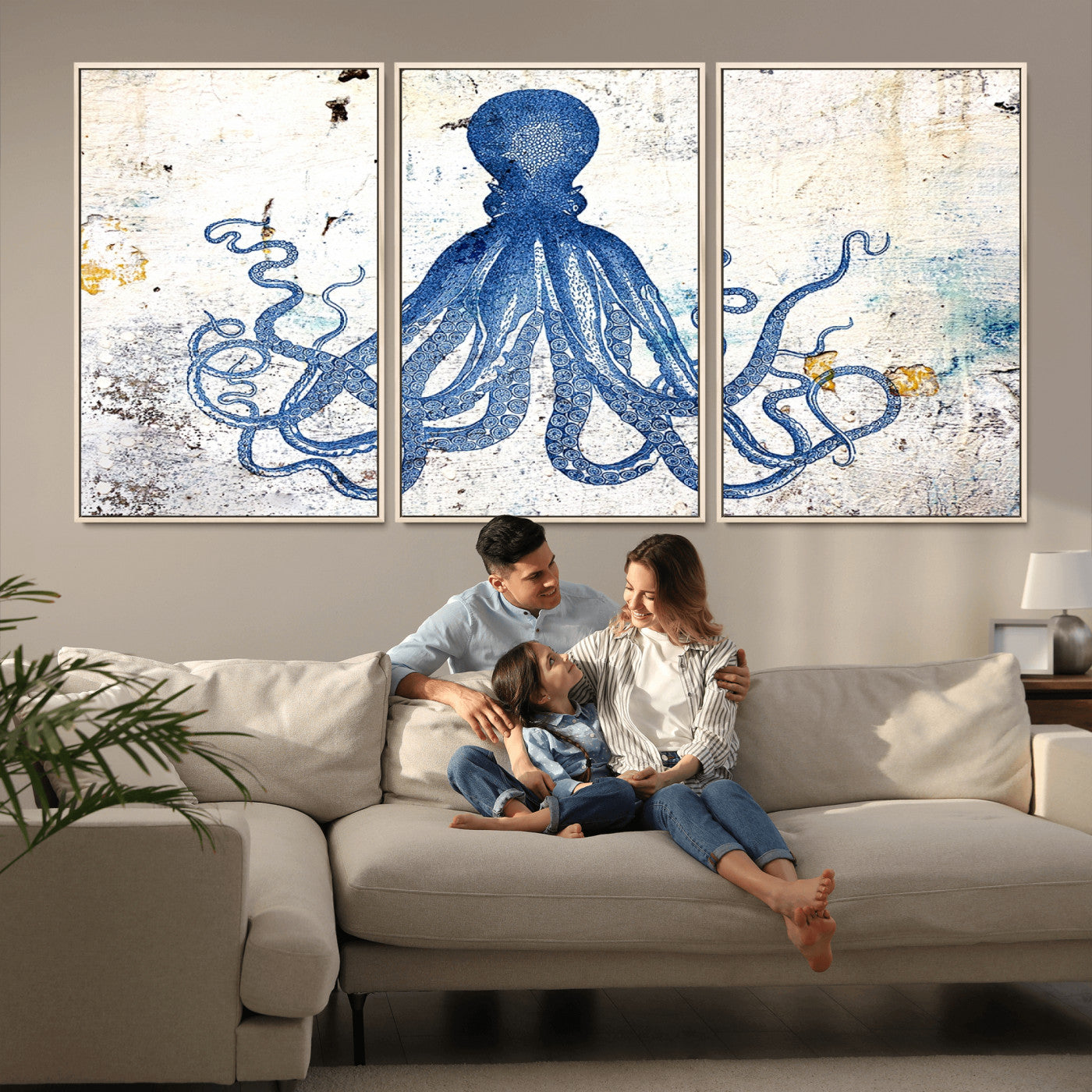 38211-MGV-CV-36X24-Octopus Canvas Wall Art | Coastal Marine Life Artwork for Living Room, Bedroom, or Office |