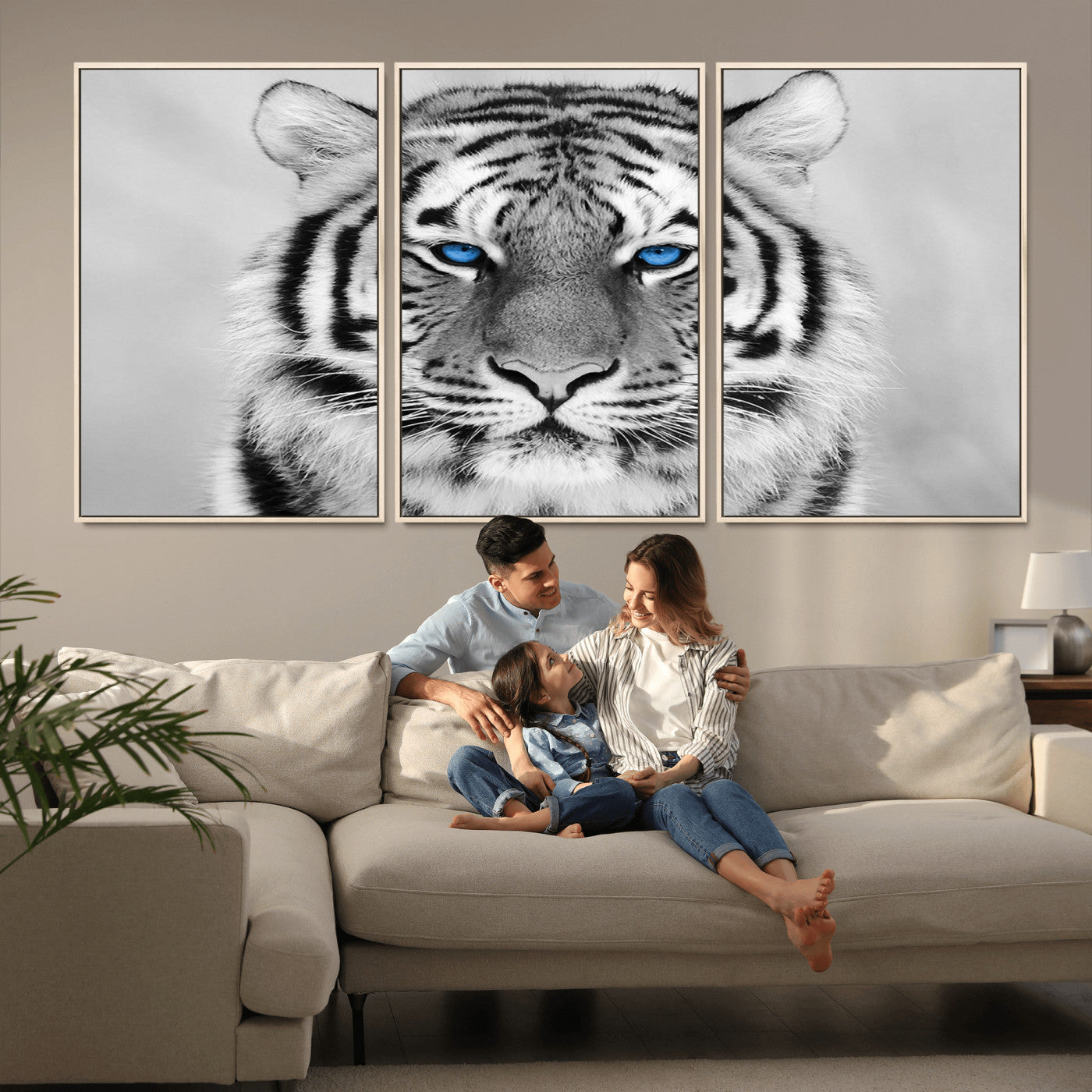 -Black and White Tiger Wall Art Animal Canvas Print
