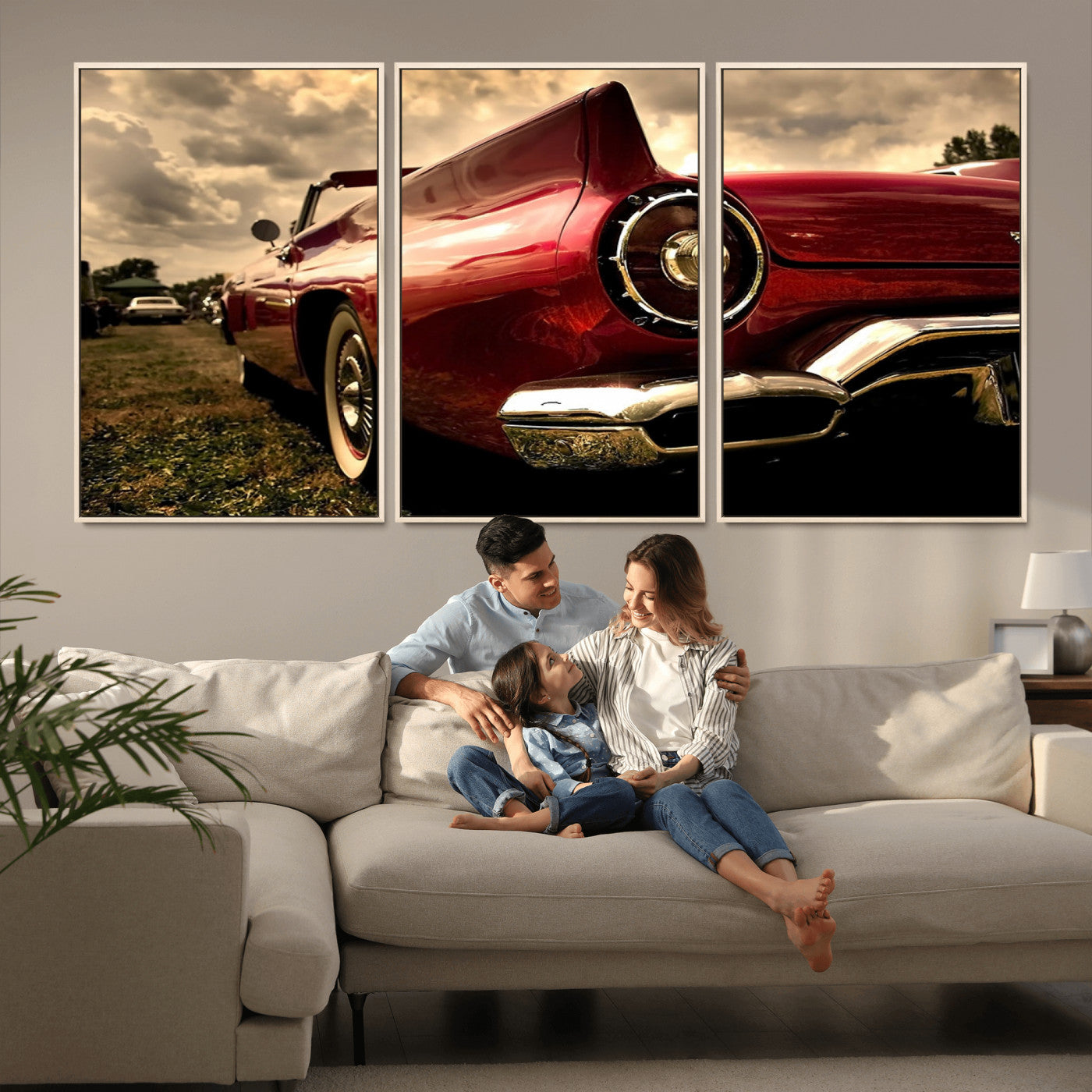 -Red Classic Car Wall Art Canvas Print