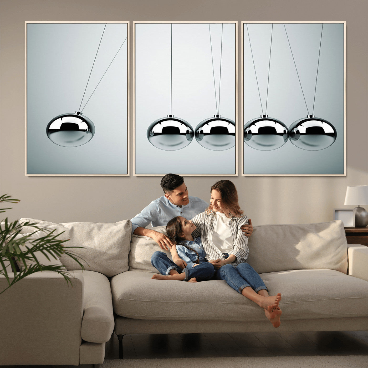 -Newton's Cradle Wall Art Canvas Print, Framed Newton Cradle Wall Art