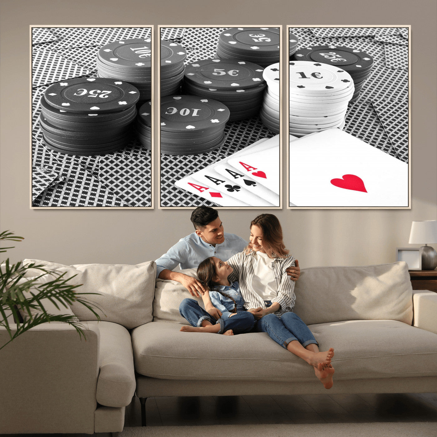 -Poker Game Cards Wall Art Canvas, Multi Panel Wall Art Canvas Print