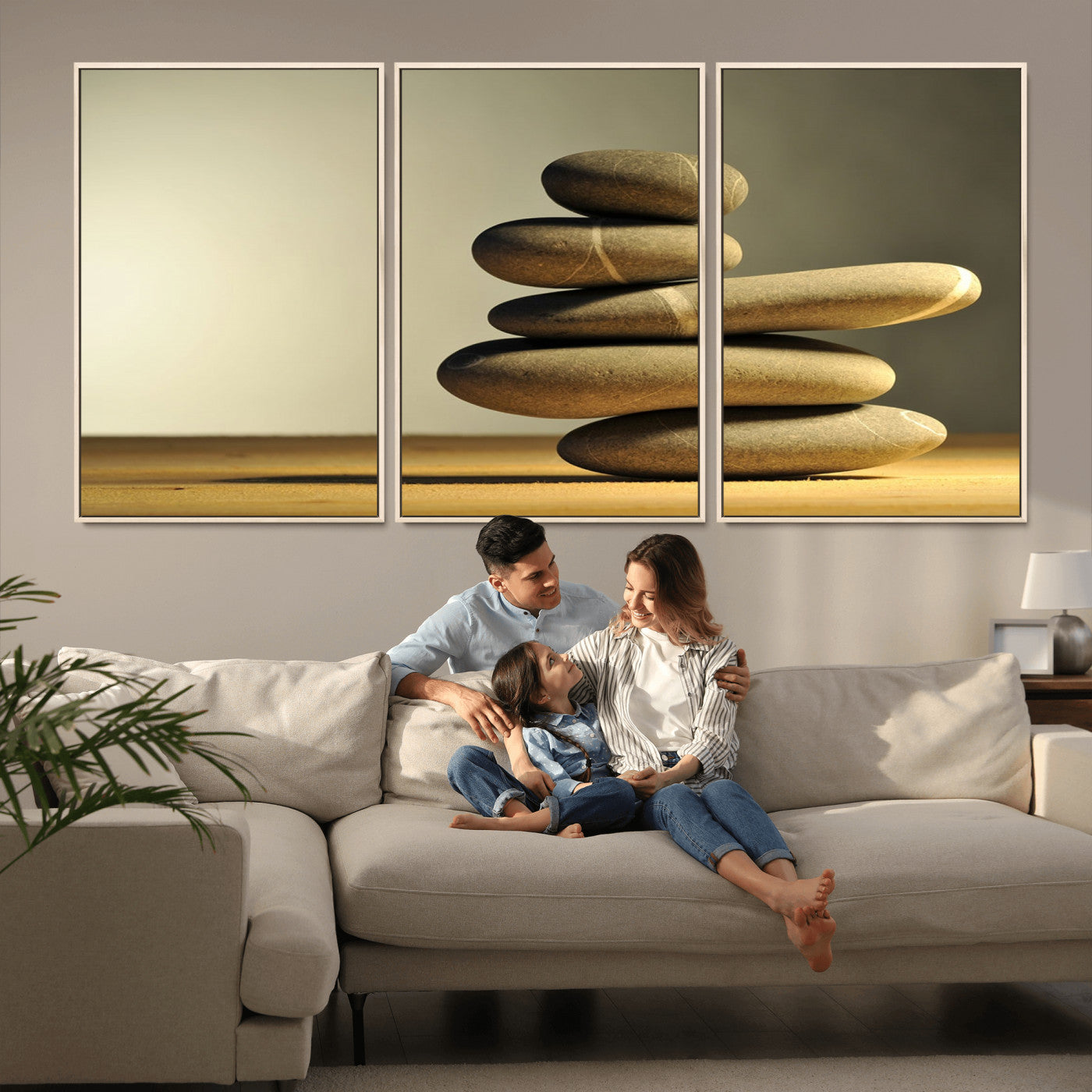 -Fluvial Zen Stones Canvas Wall Art Print