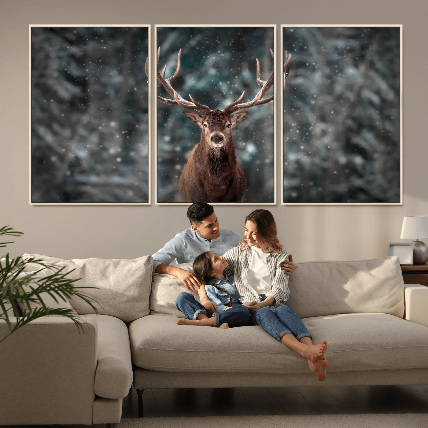 -Wall Art Deer Art Animal Canvas, Framed Wall Art Deer Canvas Print