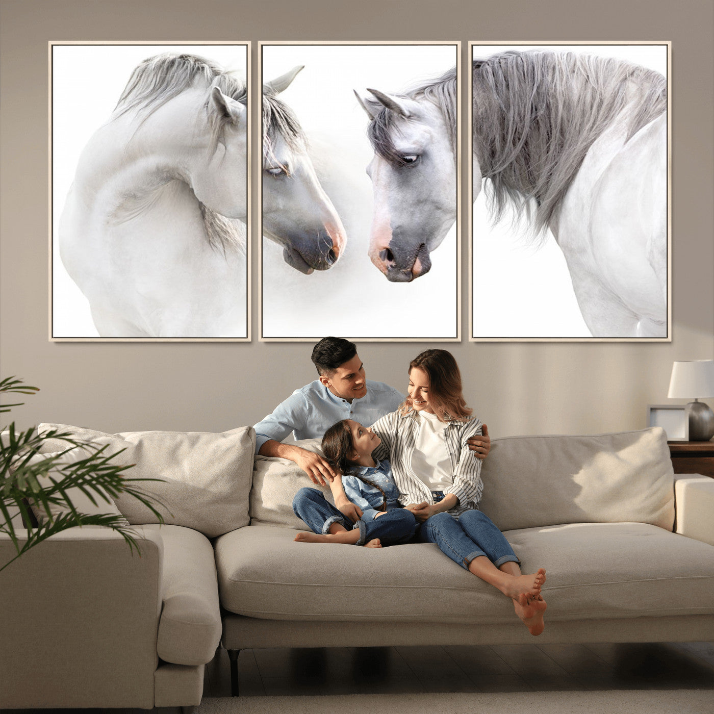 -White Horse Wall Art Animal Canvas Print