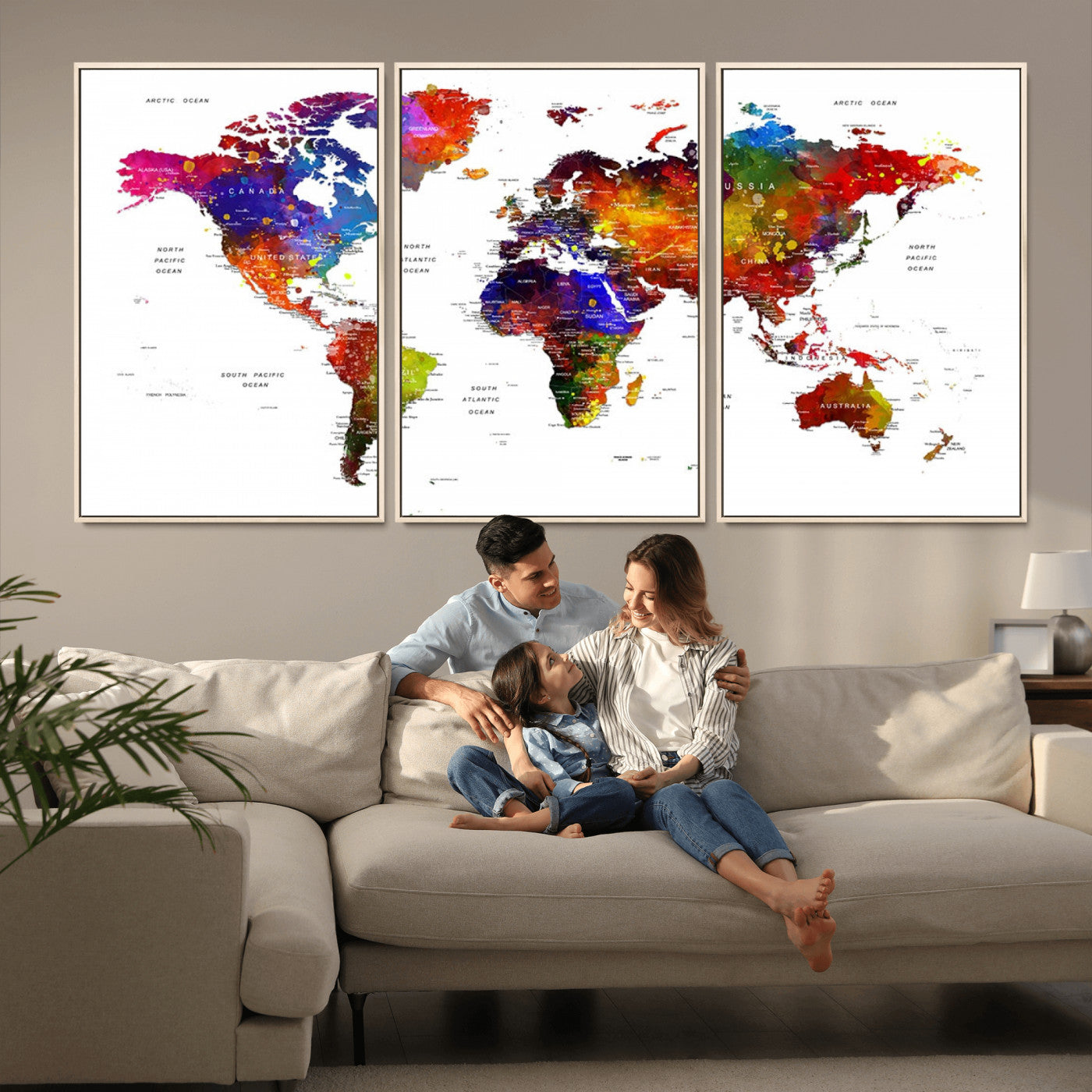 -Push Pin World Map Canvas Print – Travel Tracker Wall Art for Couples, Perfect Anniversary Gift for Home or Office Decor