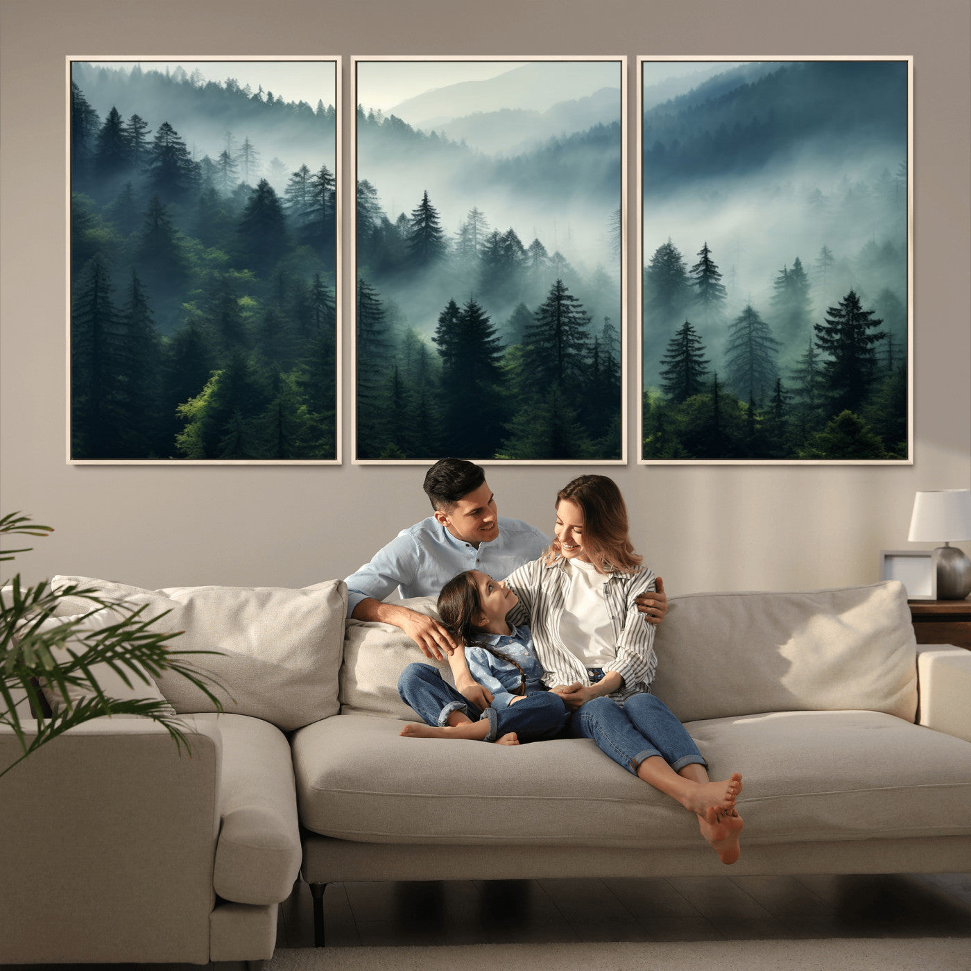 -Captivating Misty Forest Wall Art Premium Canvas Print a Foggy and Serene Atmosphere Art