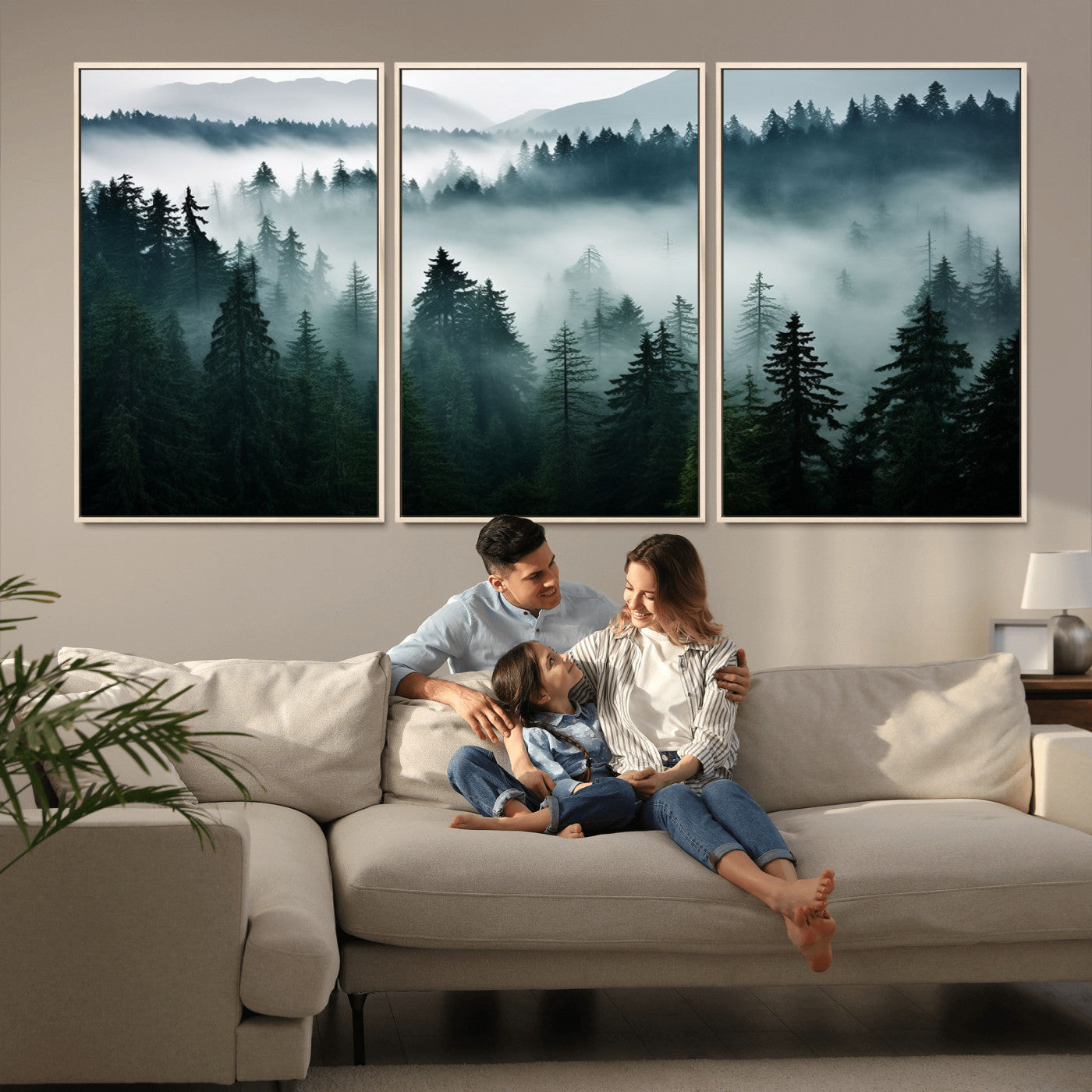 -Captivating Misty Forest Wall Art Canvas, Premium Canvas Print a Foggy and Serene Atmosphere