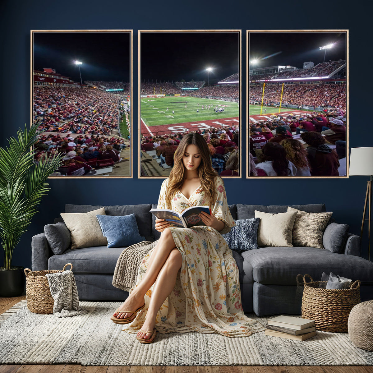 56191-MGV-CV-36X24 - Washington Grizzly Stadium American Football Wall Art Canvas Print, Sports Wall Art Print, Game Room Decor-1