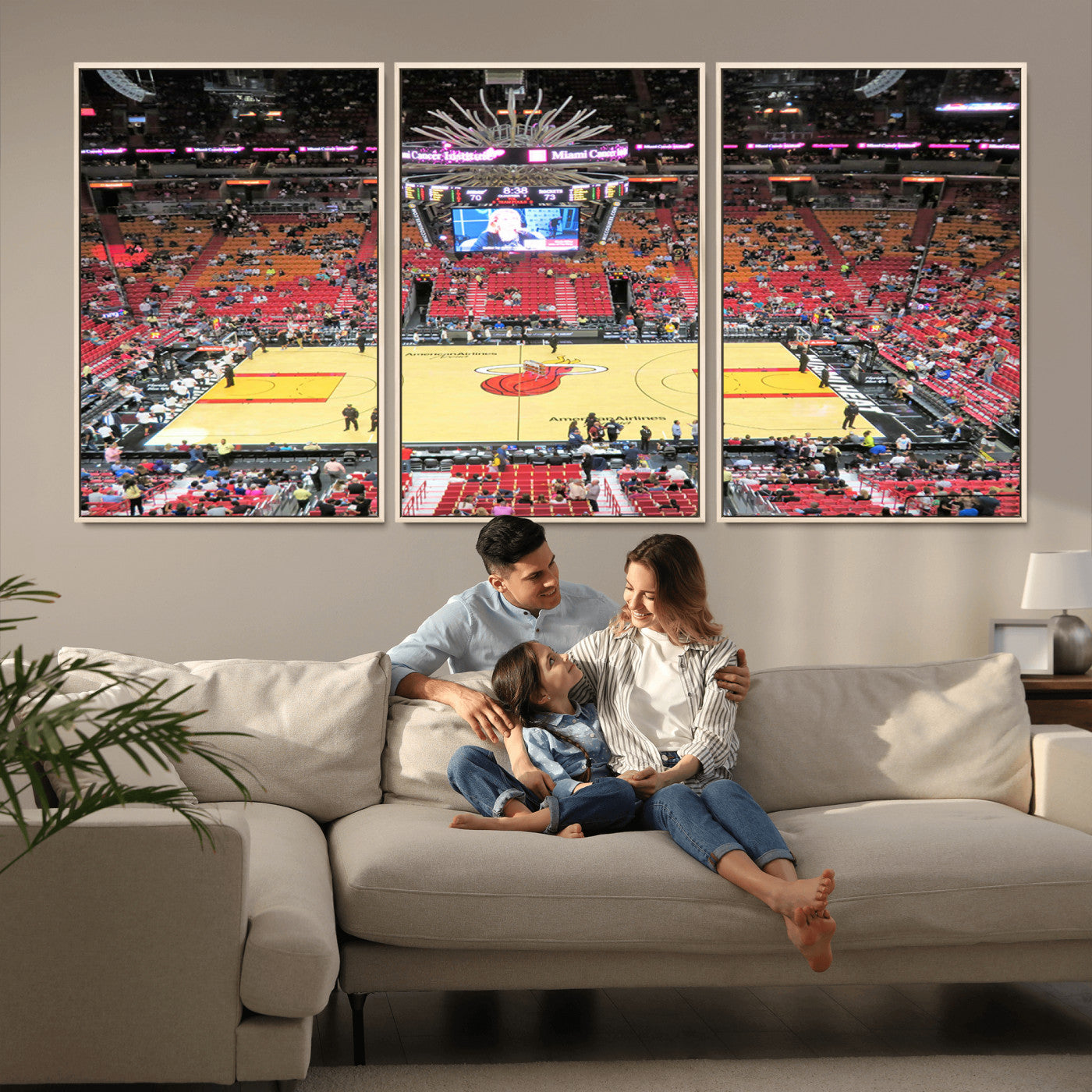 -Miami Heat Basketball Team Print Wall Art- Kaseya Center Stadium Wall Art Canvas Print
