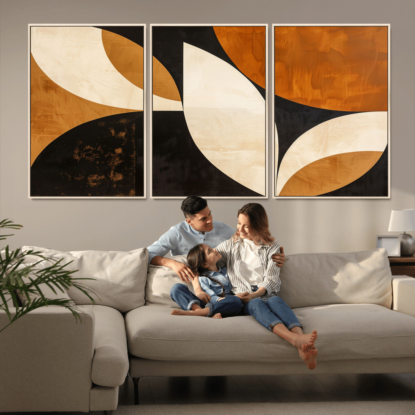 21251-MGV-CV-36X24-Geometric Abstract Wall Art Canvas Print, Mid Century Modern Wall Art Print