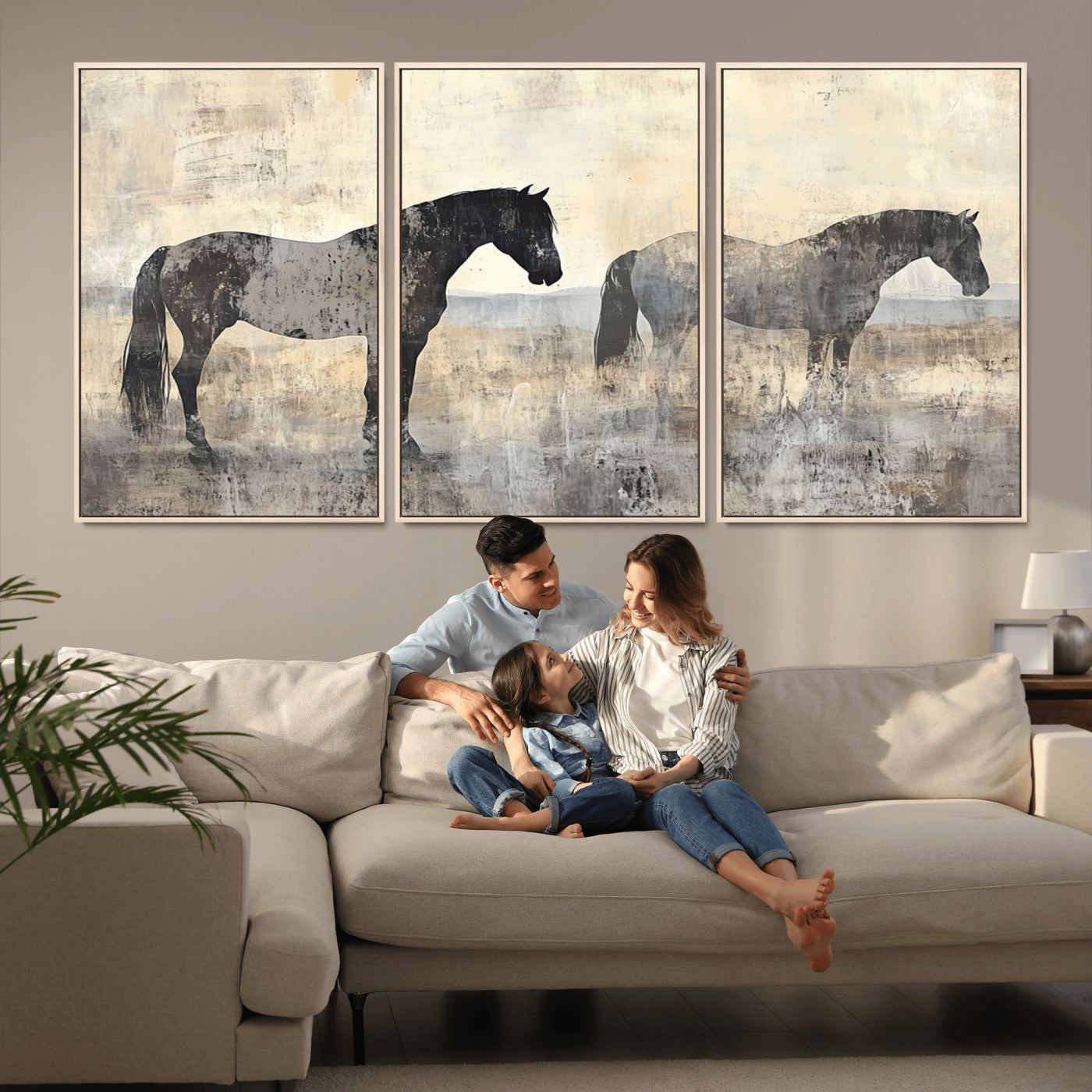-Vintage Horses Wall Art Canvas Print
