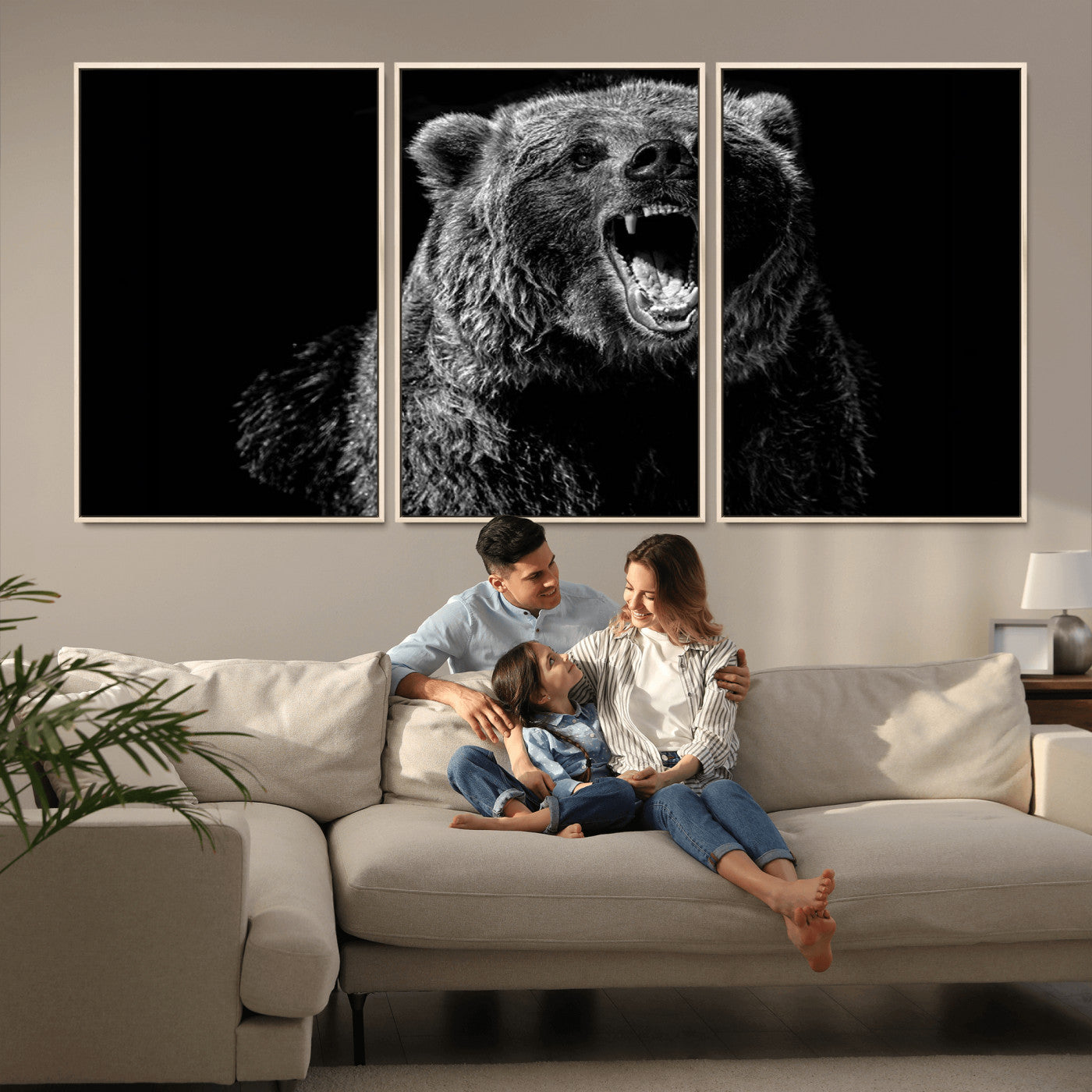 -Bear Canvas Print | Wildlife Wall Art for Cabin Decor | Ready to Hang Framed