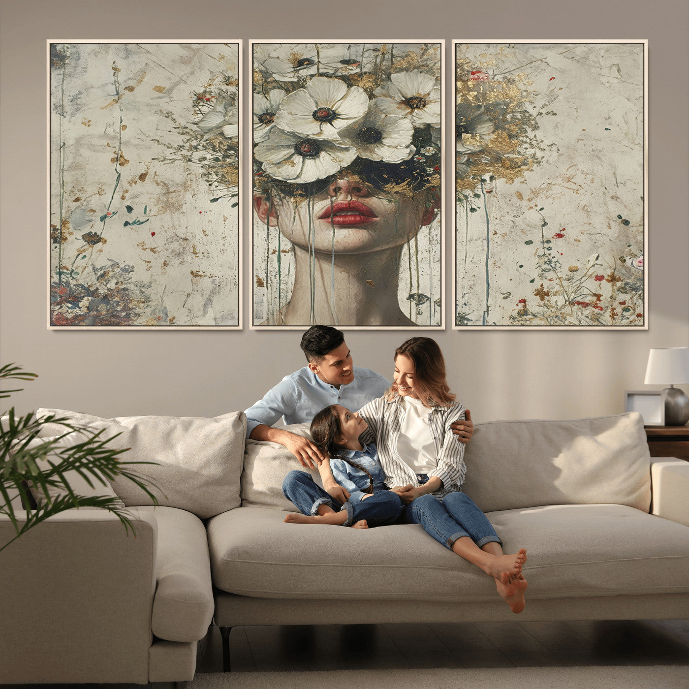72759-MGV-CV-36X24-Abstract Floral Women Patel Wall Art Canvas Print