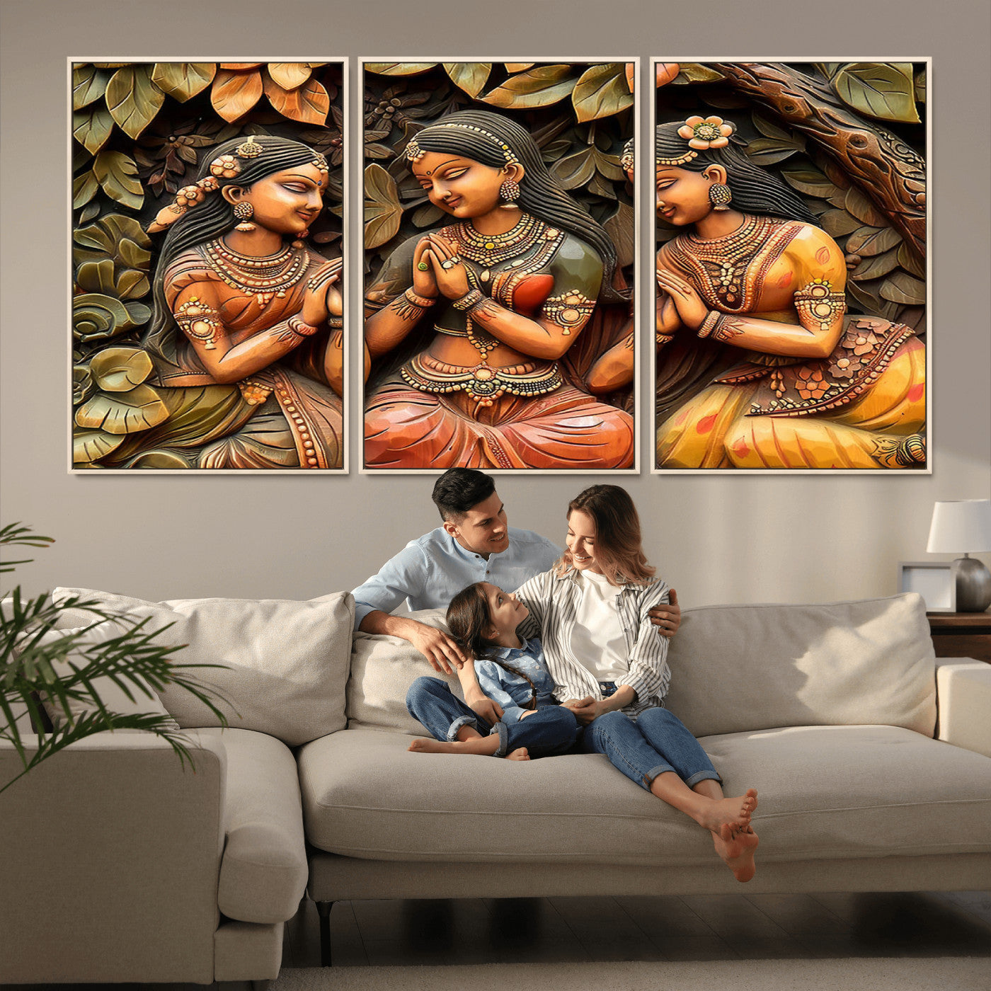 12926-MGV-CV-36X24-Indian Woman Statue Wall Art Canvas Print