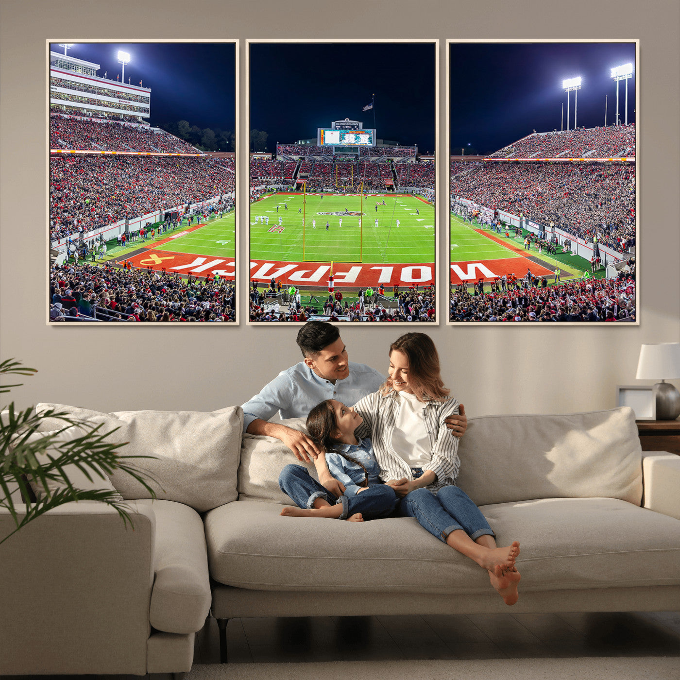 80943-MGV-CV-36X24-Wolfpack Football Team Print - Raleigh Carter-Finley Stadium Wall Art Canvas Print