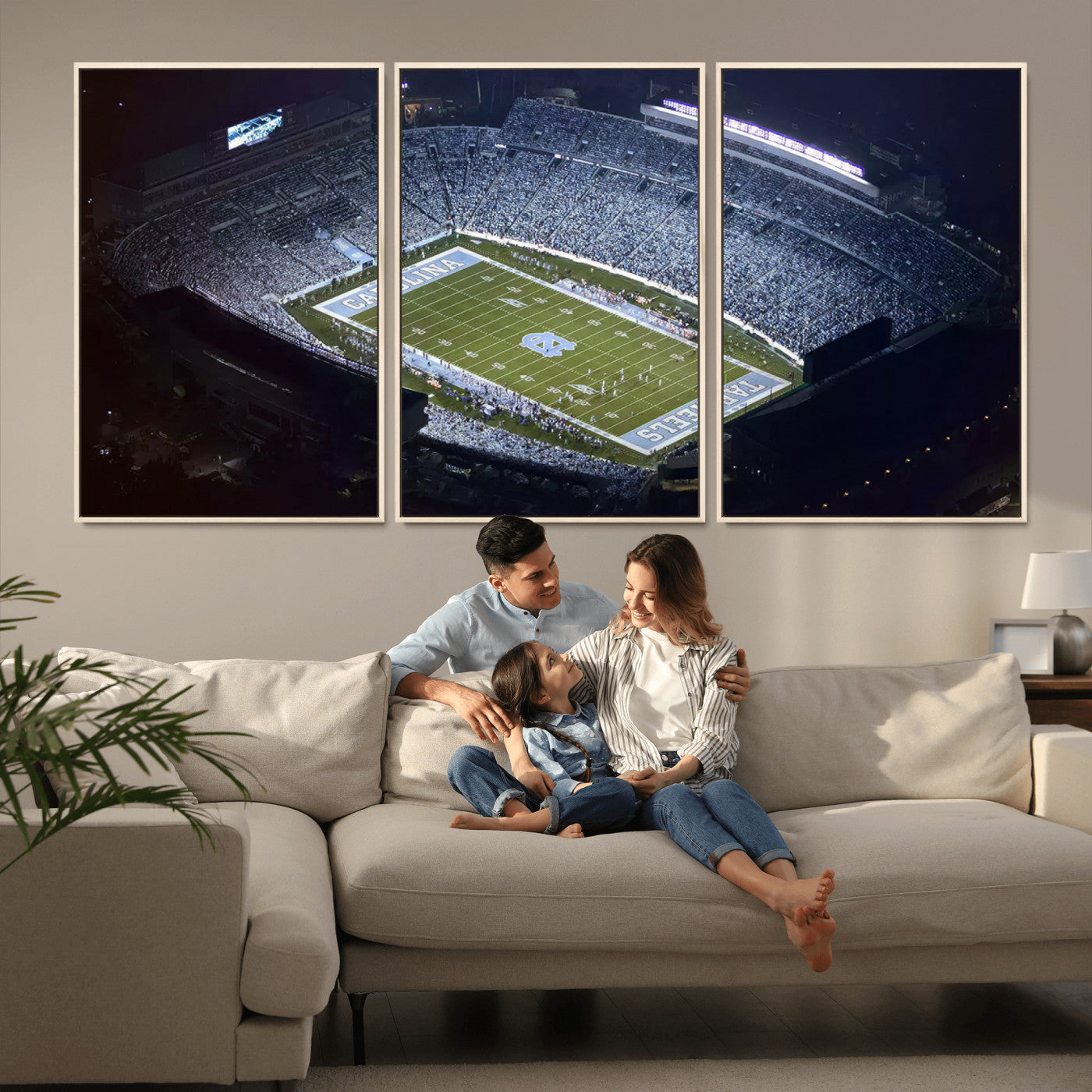 88375-MGV-CV-36X24-University of North Carolina Tar Heels Football Team Print - Chapel Hill Kenan Memorial Stadium